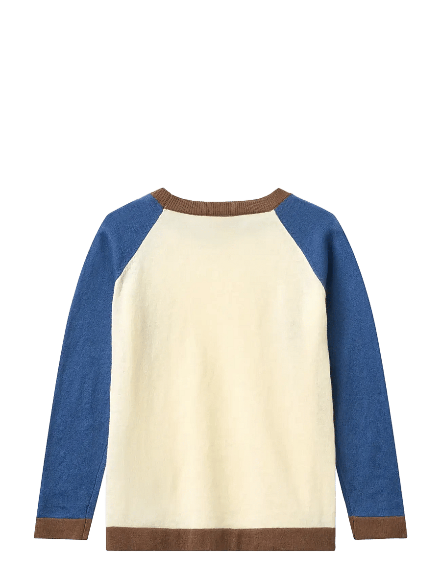 Copenhagen Colors - LIGHT KNITTED COLOR BLOCK BLOUSE - pikkade varrukatega t-särgid - sharp blue comb. - 1