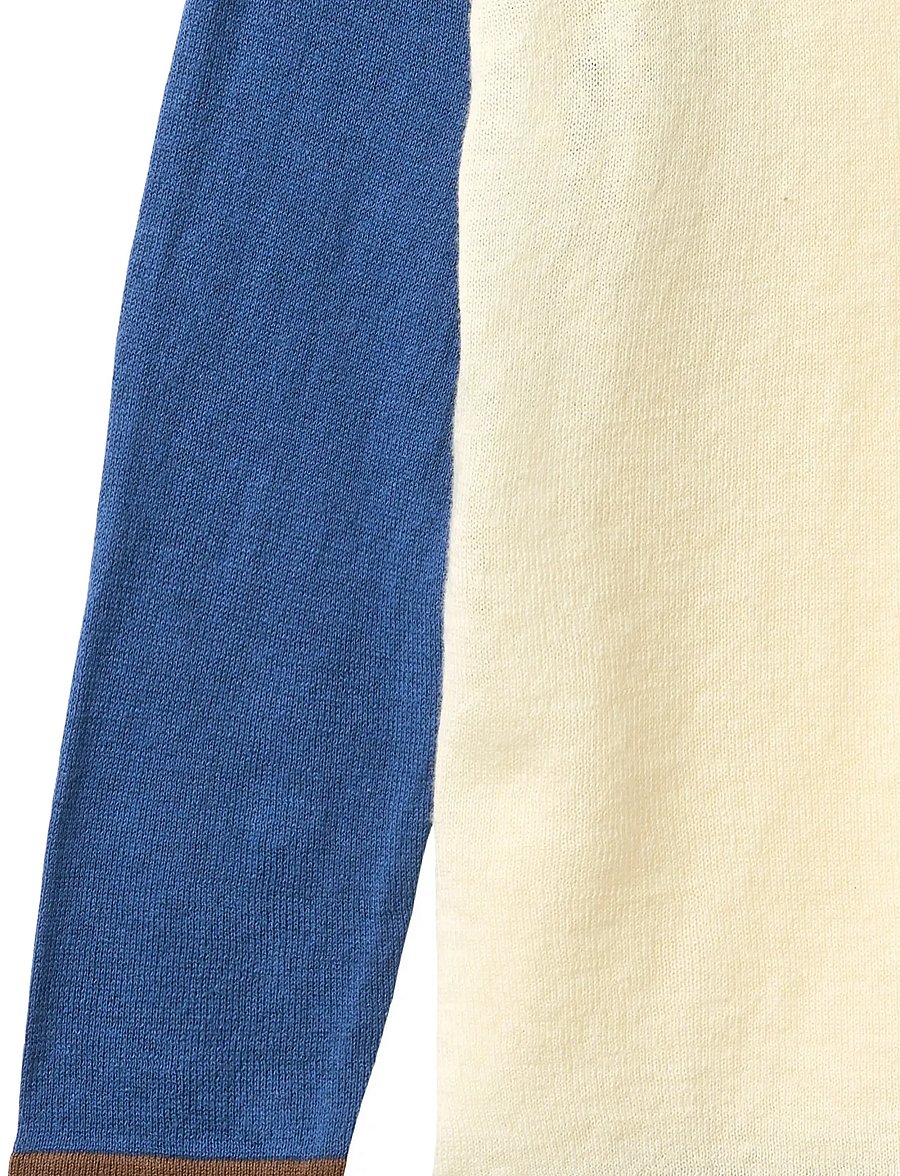 Copenhagen Colors - LIGHT KNITTED COLOR BLOCK BLOUSE - pikkade varrukatega t-särgid - sharp blue comb. - 2