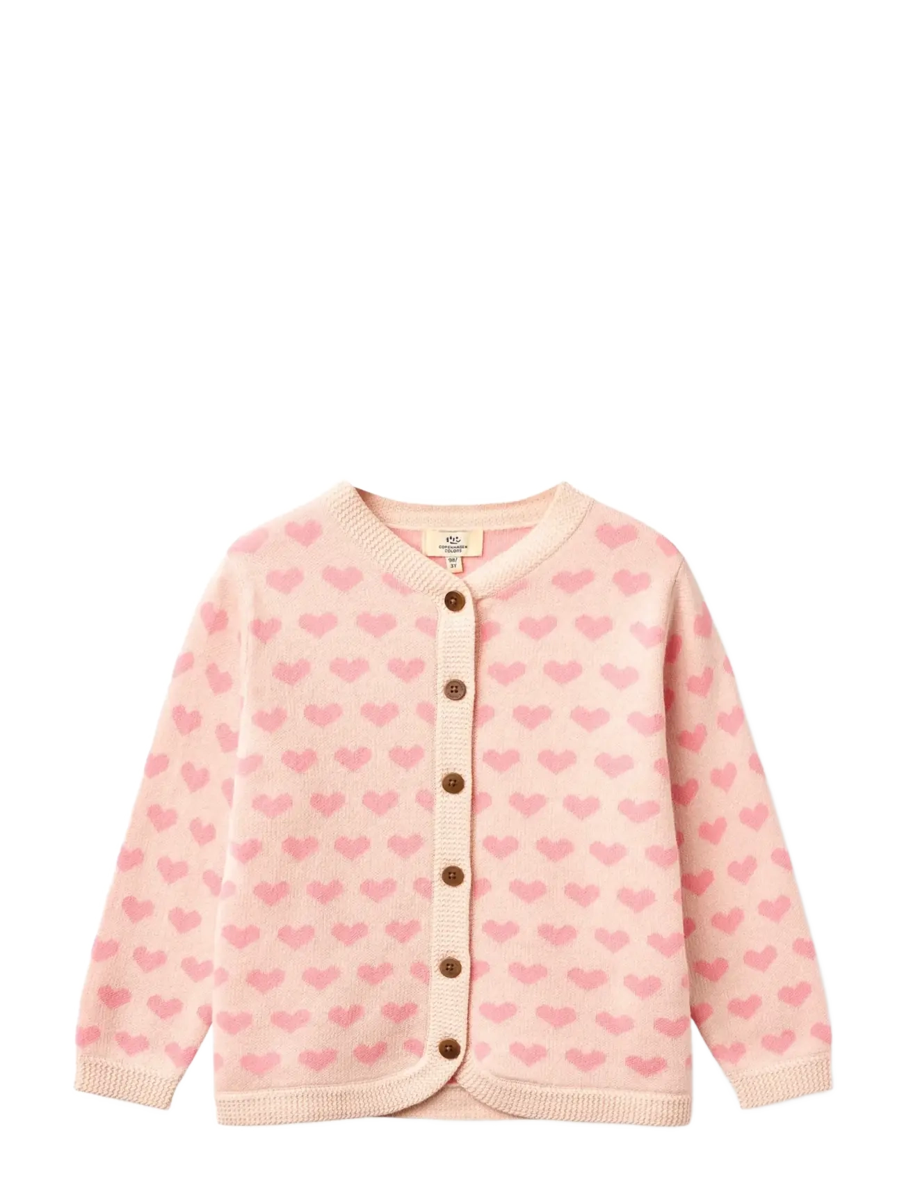 Copenhagen Colors HEART CARDIGAN W. CROCHET EDGE - Strik - PINK COMB / multi