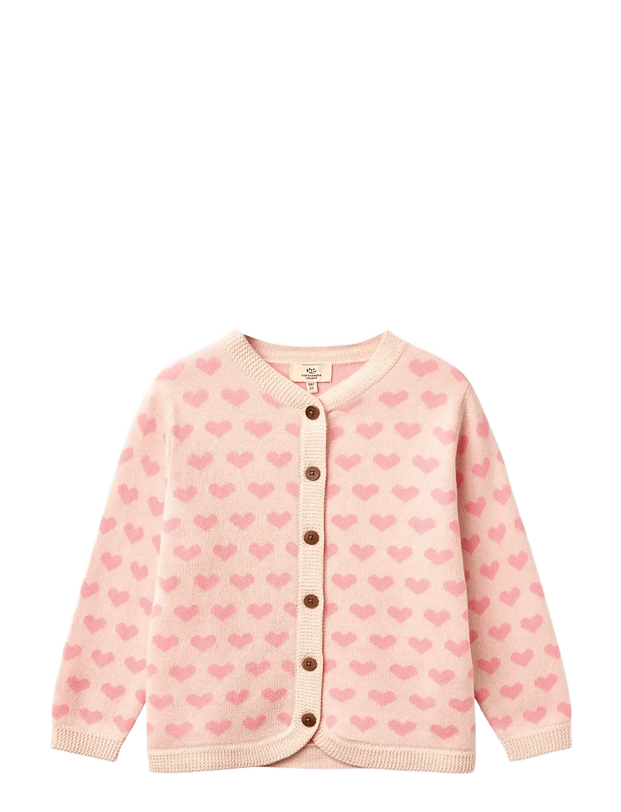 Copenhagen Colors - HEART CARDIGAN W. CROCHET EDGE - cardigans - pink comb - 0