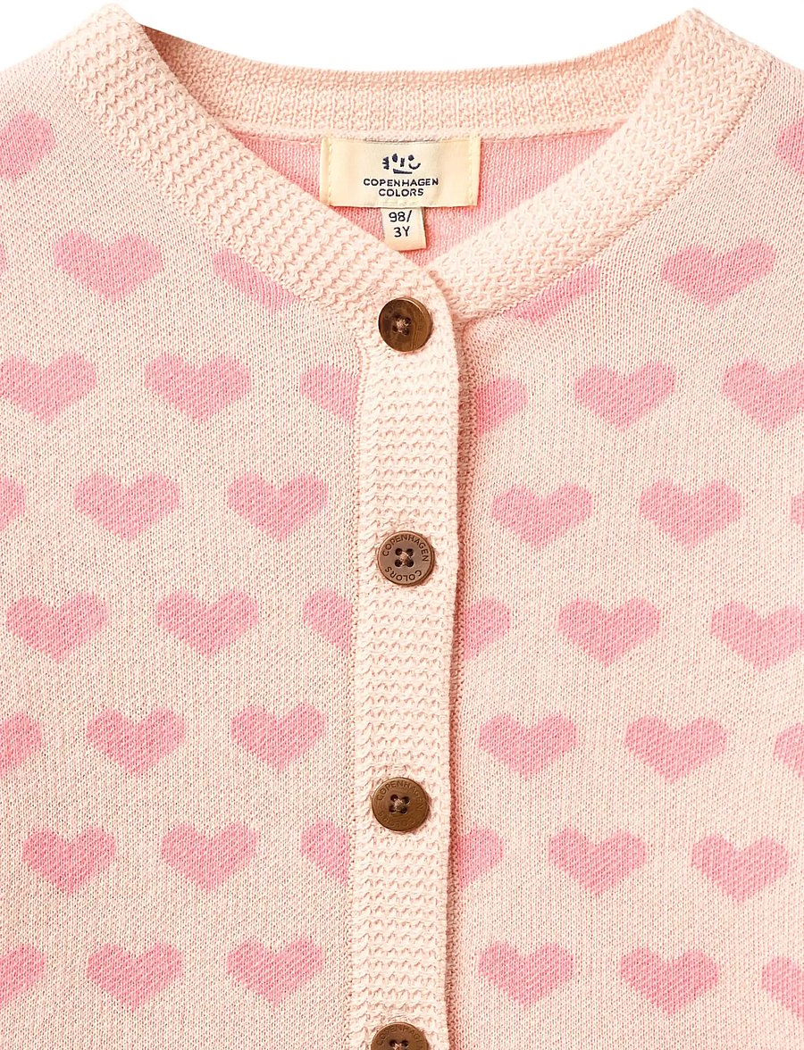 Copenhagen Colors - HEART CARDIGAN W. CROCHET EDGE - cardigans - pink comb - 2