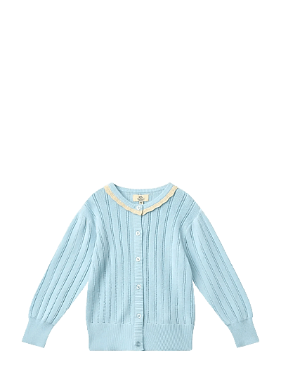 Copenhagen Colors KNITTED POINTELLE CARDIGAN - Strickmode - ICE BLUE/CREAM COMB. / blue
