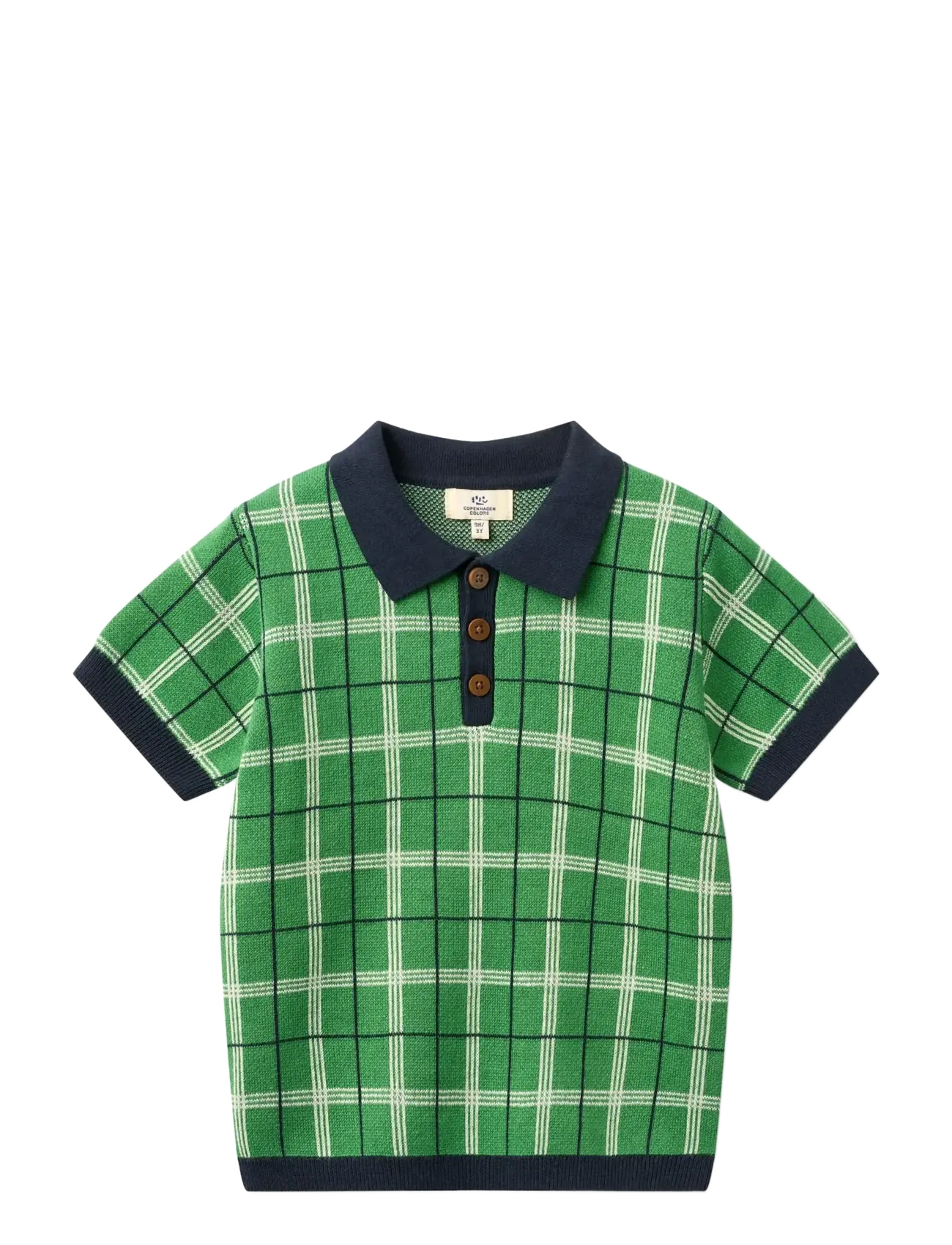 COPENHAGEN COLORS Strick Checkered Polo Grün - 140 - Kinder