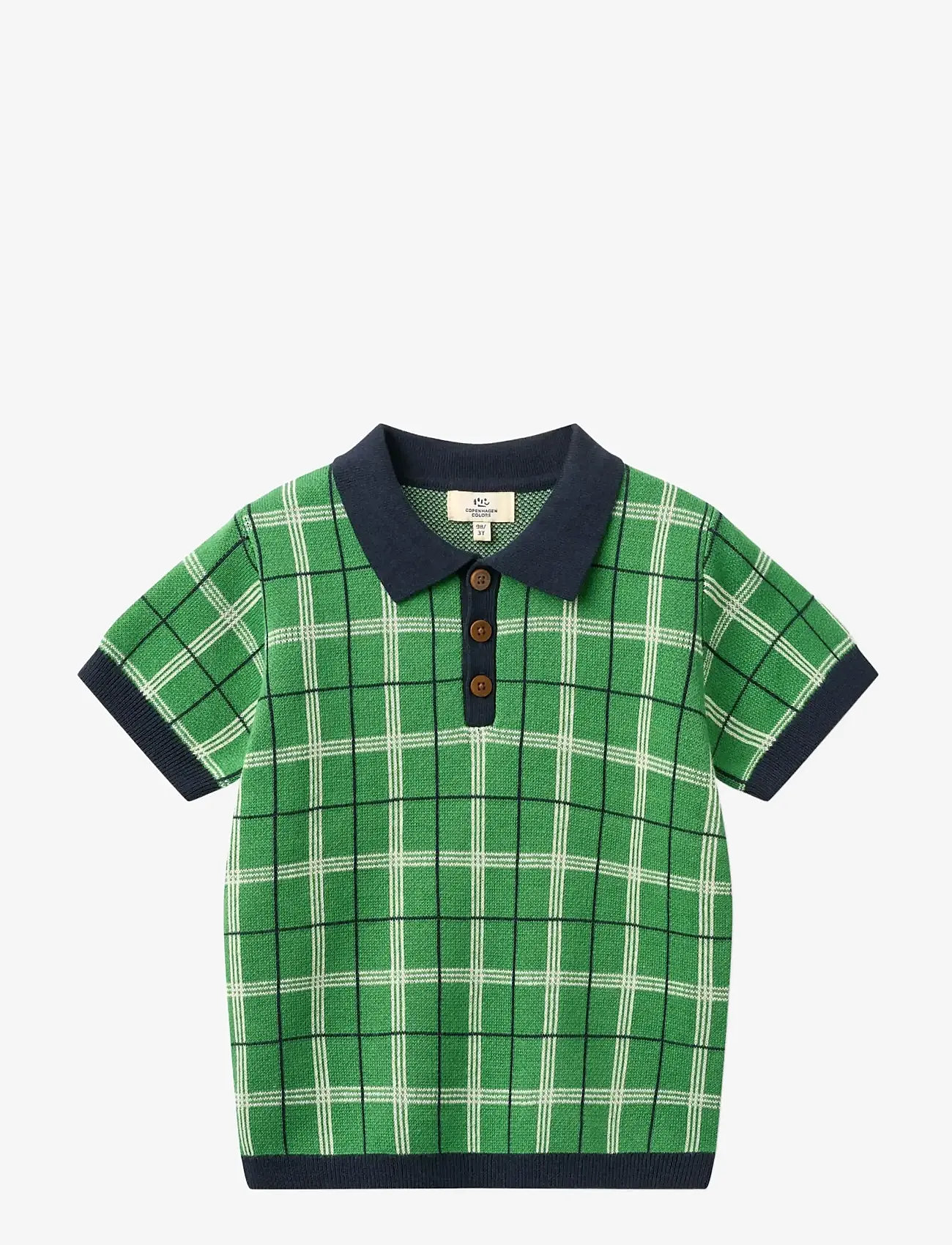 Copenhagen Colors - KNITTED CHECKERED POLO - kurzärmelig - green comb. - 1