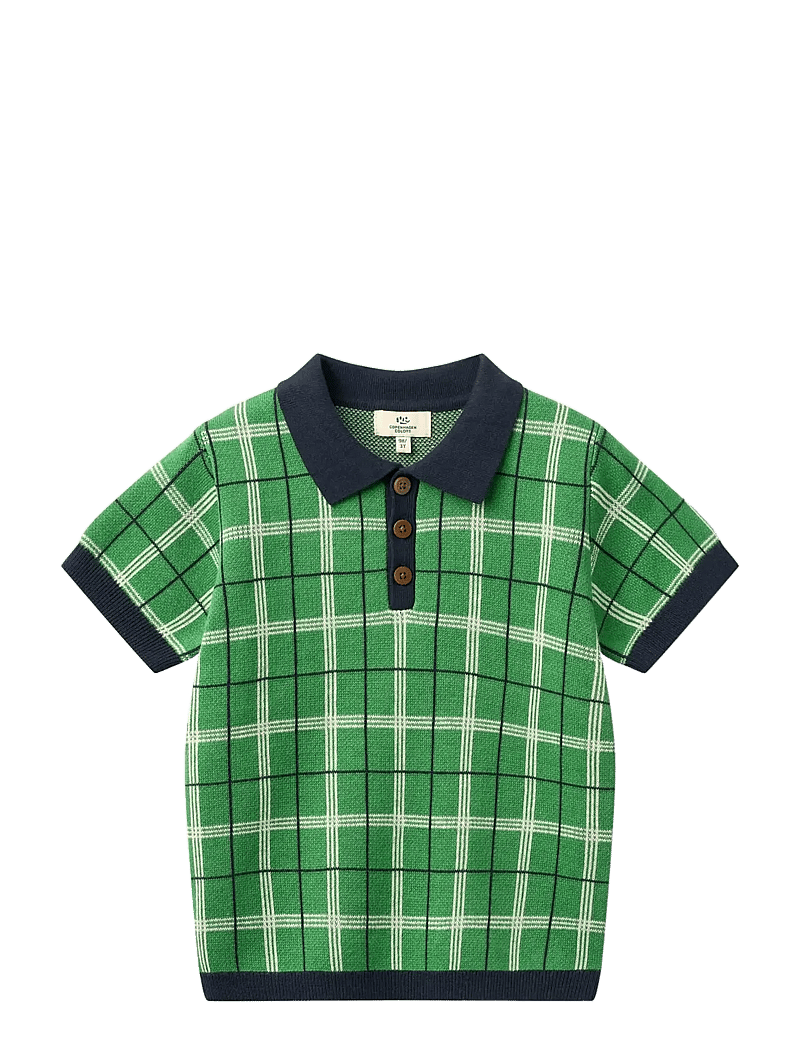 Copenhagen Colors - KNITTED CHECKERED POLO - kurzärmelig - green comb. - 1