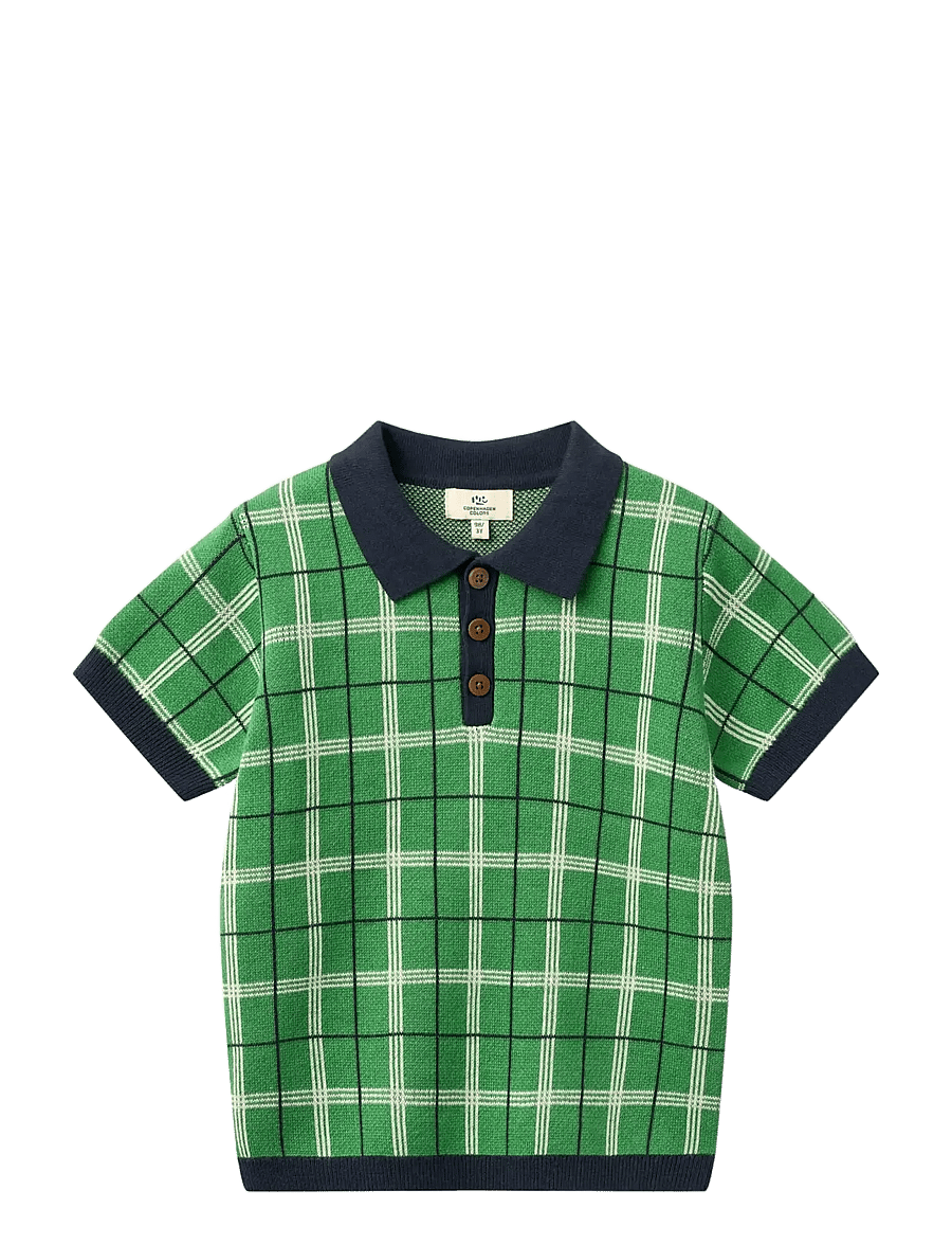 Copenhagen Colors - KNITTED CHECKERED POLO - kortærmede poloer - green comb. - 1