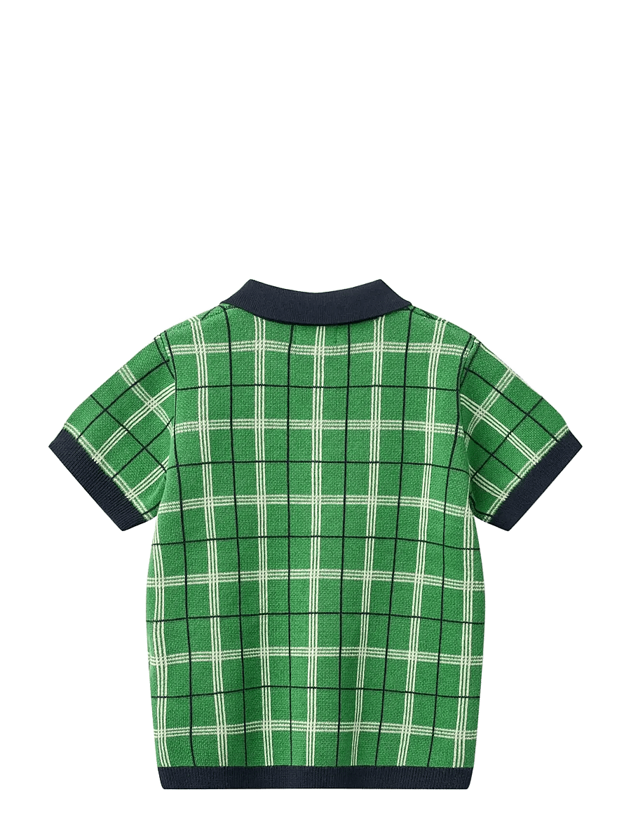 Copenhagen Colors - KNITTED CHECKERED POLO - kortærmede poloer - green comb. - 2