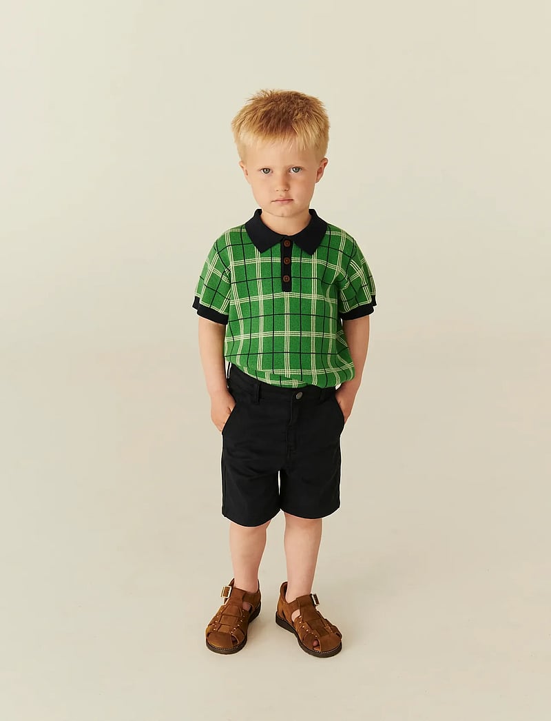 Copenhagen Colors - KNITTED CHECKERED POLO - kurzärmelig - green comb. - 0