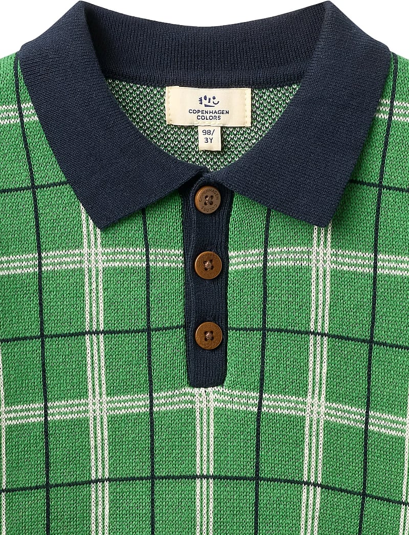 Copenhagen Colors - KNITTED CHECKERED POLO - kurzärmelig - green comb. - 3