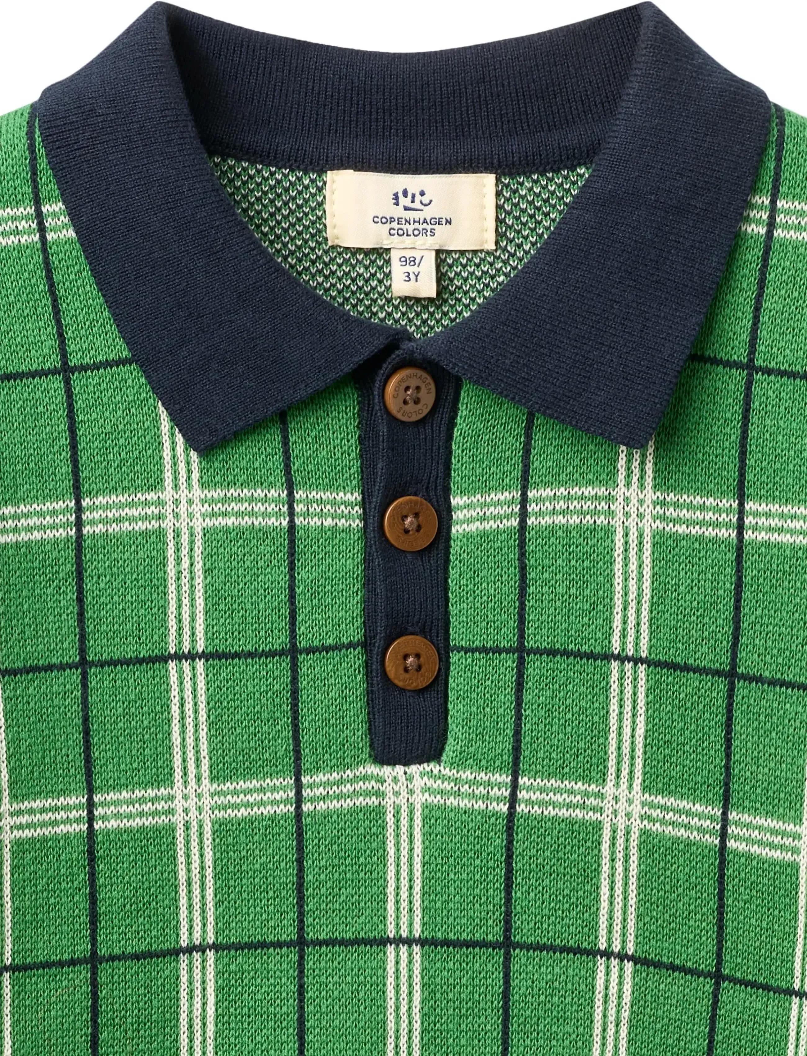 Copenhagen Colors - KNITTED CHECKERED POLO - kortærmede poloer - green comb. - 3