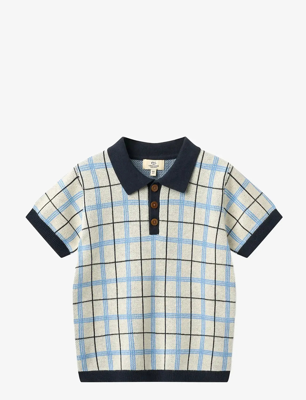 Copenhagen Colors - KNITTED CHECKERED POLO - kortærmede poloer - navy comb. - 0
