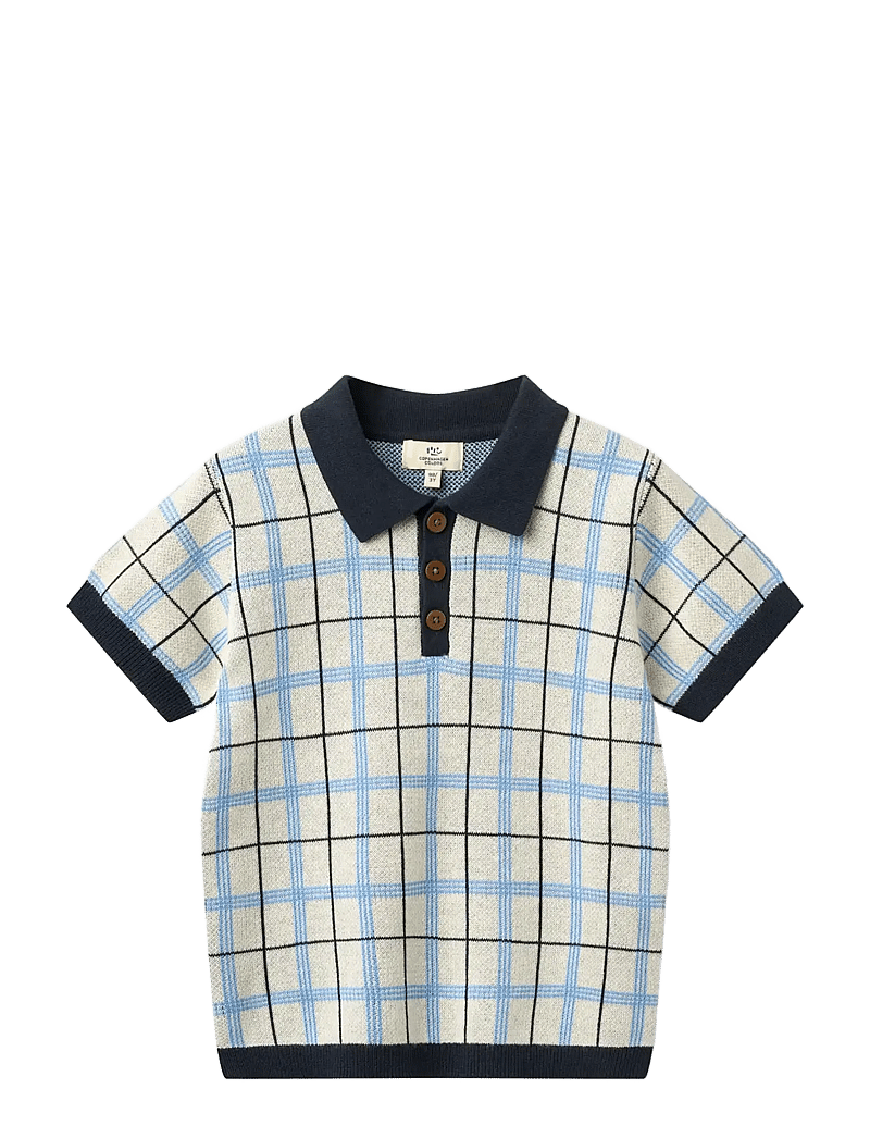 Copenhagen Colors - KNITTED CHECKERED POLO - kortærmede poloer - navy comb. - 0