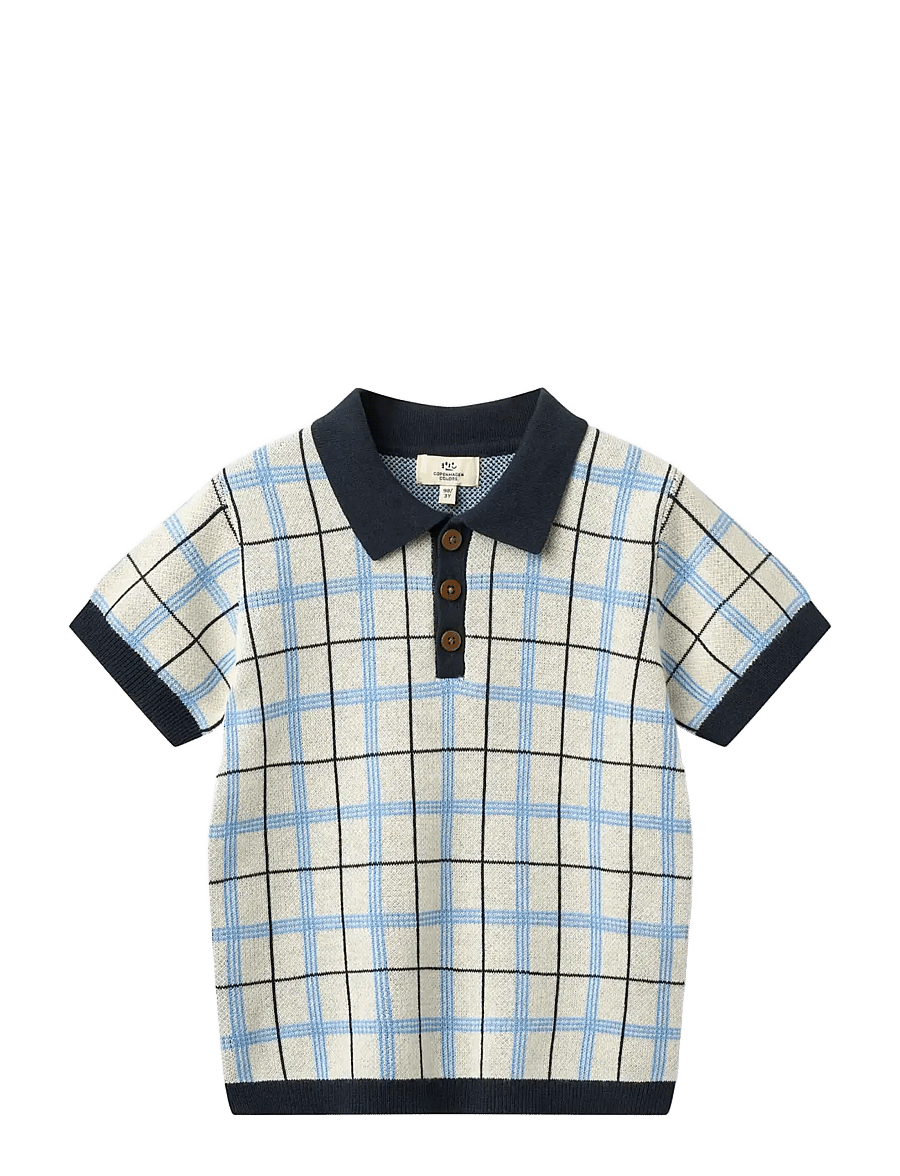 Copenhagen Colors - KNITTED CHECKERED POLO - lühikeste varrukatega polod - navy comb. - 0