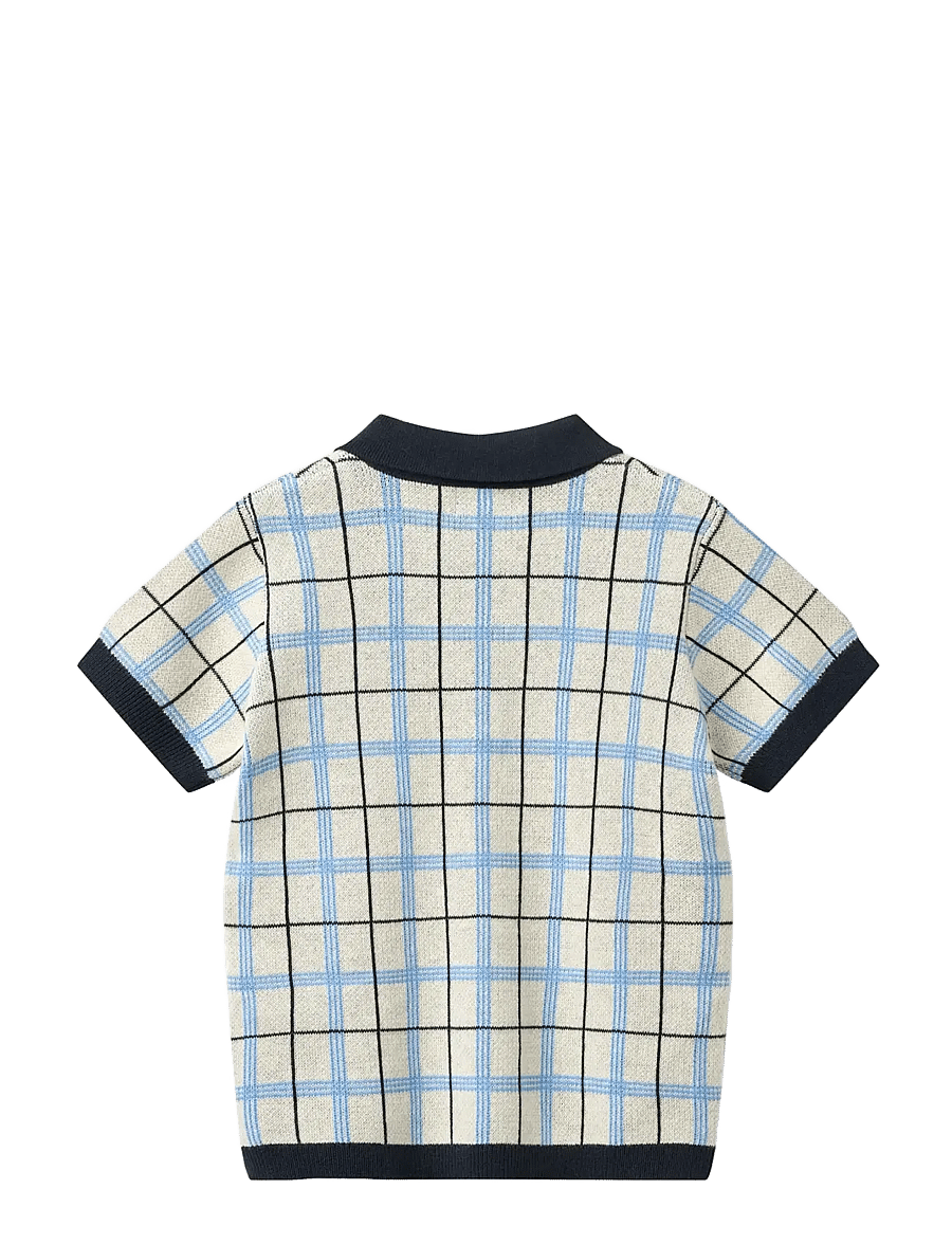 Copenhagen Colors - KNITTED CHECKERED POLO - lühikeste varrukatega polod - navy comb. - 1