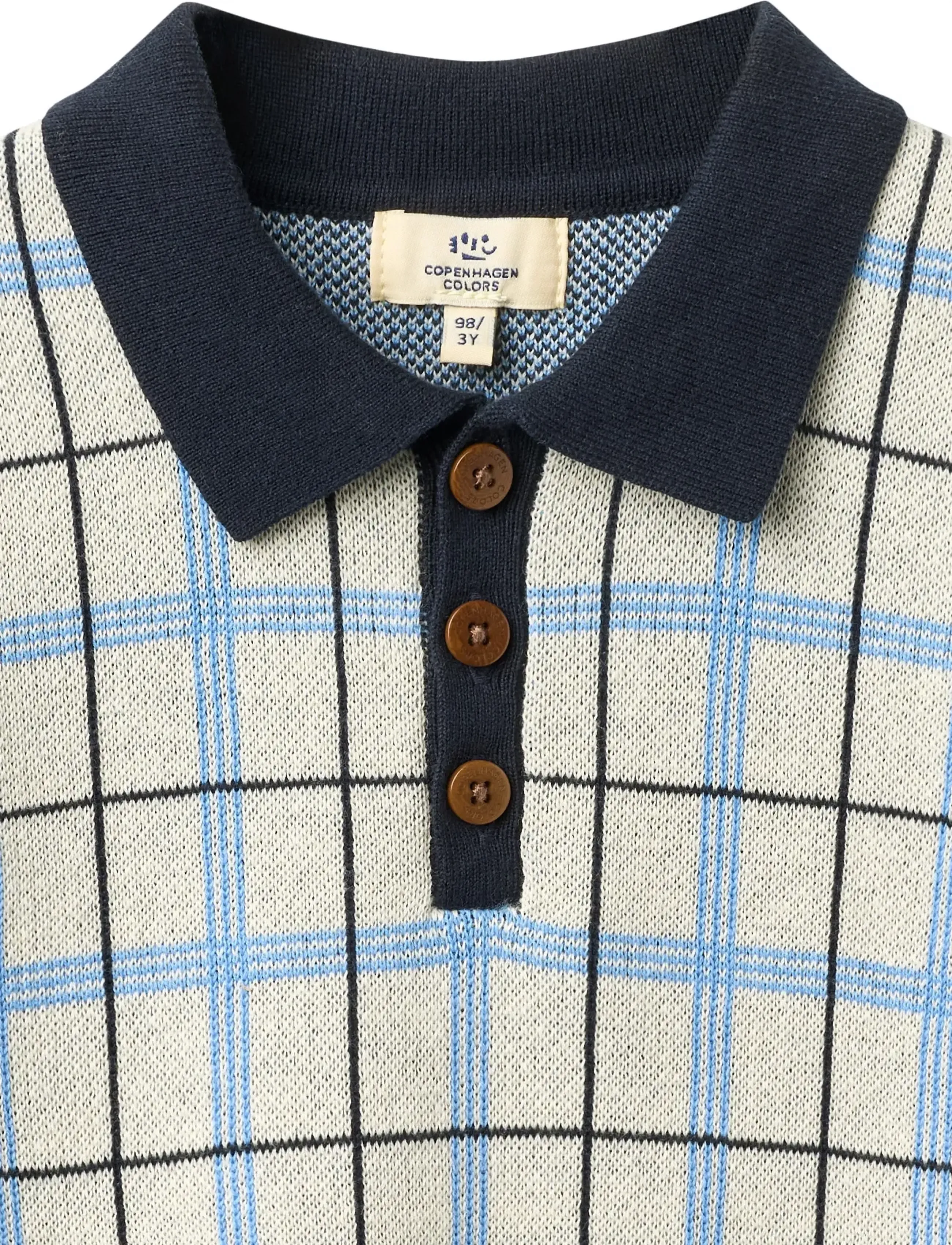 Copenhagen Colors - KNITTED CHECKERED POLO - lühikeste varrukatega polod - navy comb. - 2
