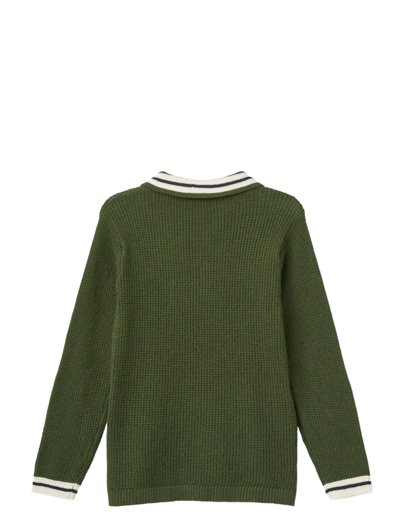 Copenhagen Colors - Long-Sleeved Knitted Waffle Polo - dk. green comb. - 2