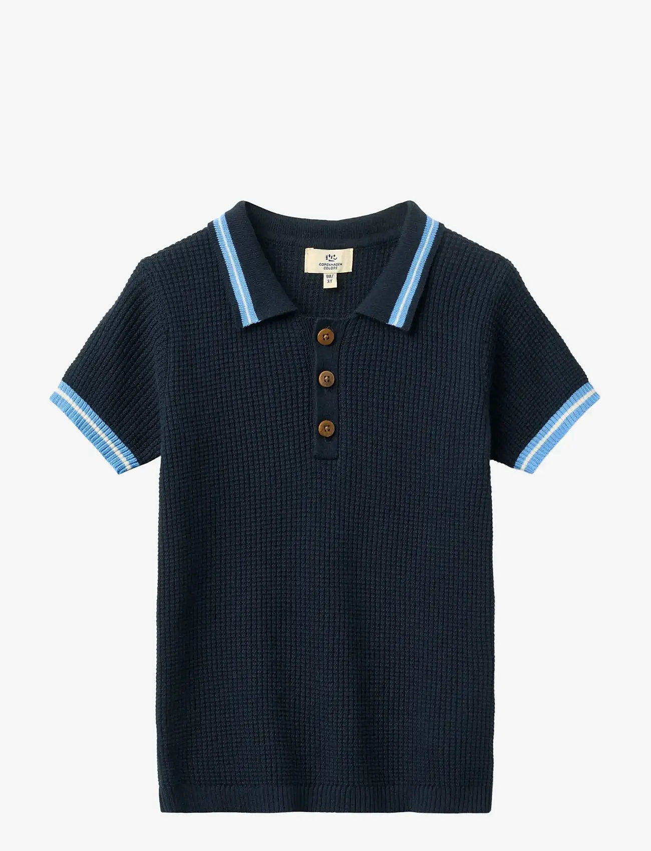 Copenhagen Colors - KNITTED PATTERN POLO - short-sleeved polos - navy, blue, cream comb. - 1