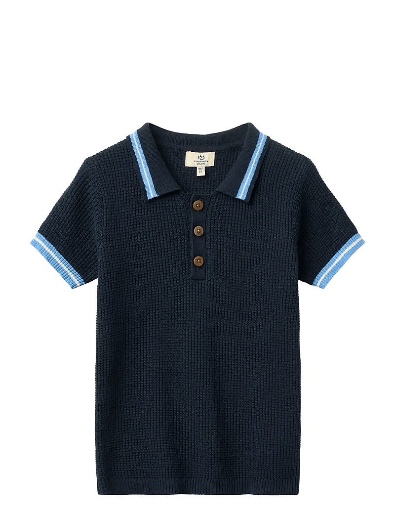 Copenhagen Colors - KNITTED PATTERN POLO - short-sleeved polos - navy, blue, cream comb. - 1