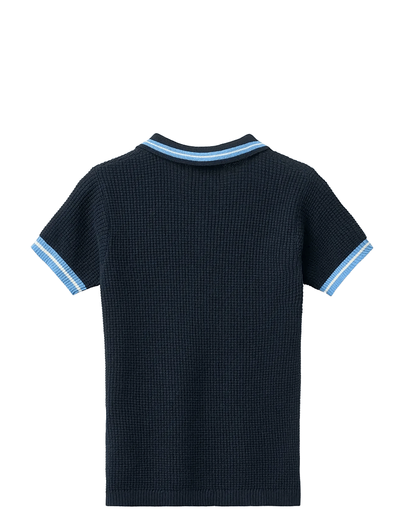 Copenhagen Colors - KNITTED PATTERN POLO - short-sleeved polos - navy, blue, cream comb. - 2