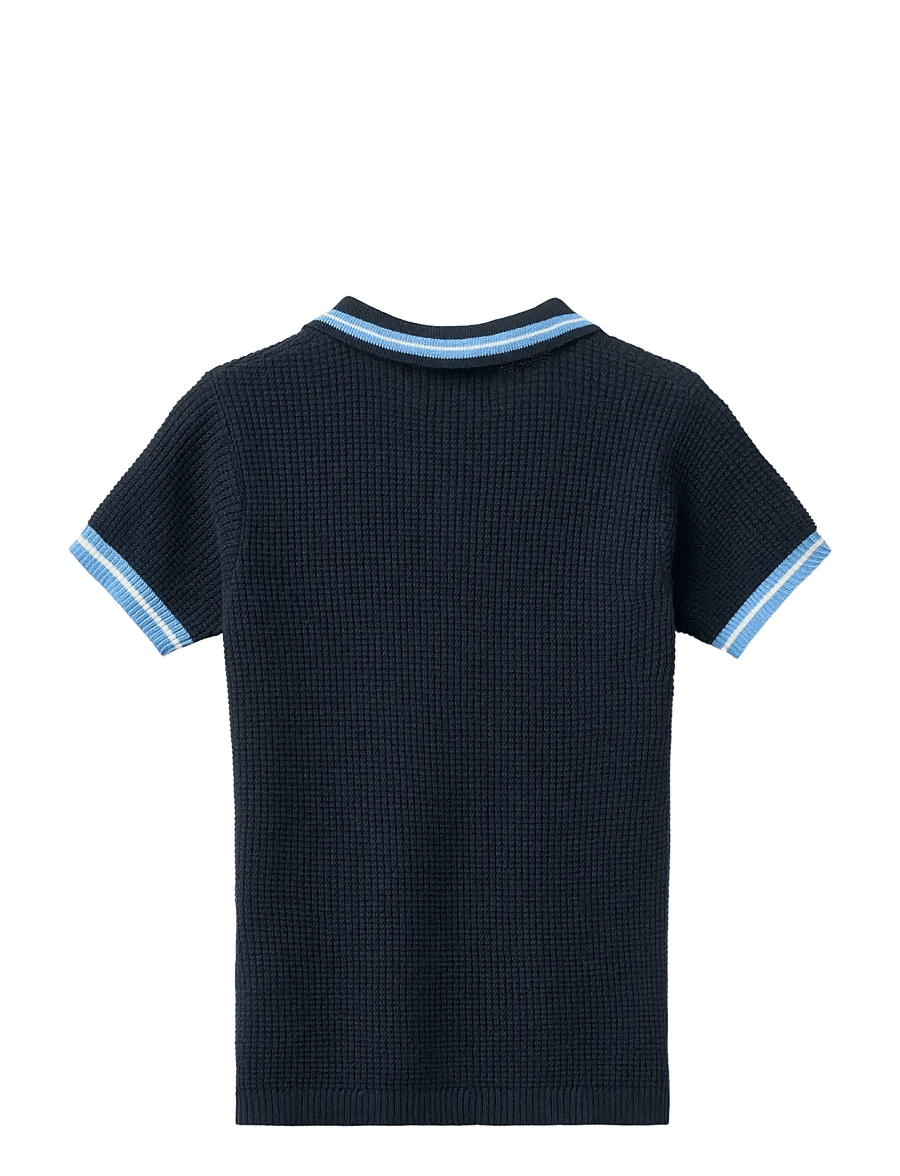 Copenhagen Colors - KNITTED PATTERN POLO - kurzärmelig - navy, blue, cream comb. - 2
