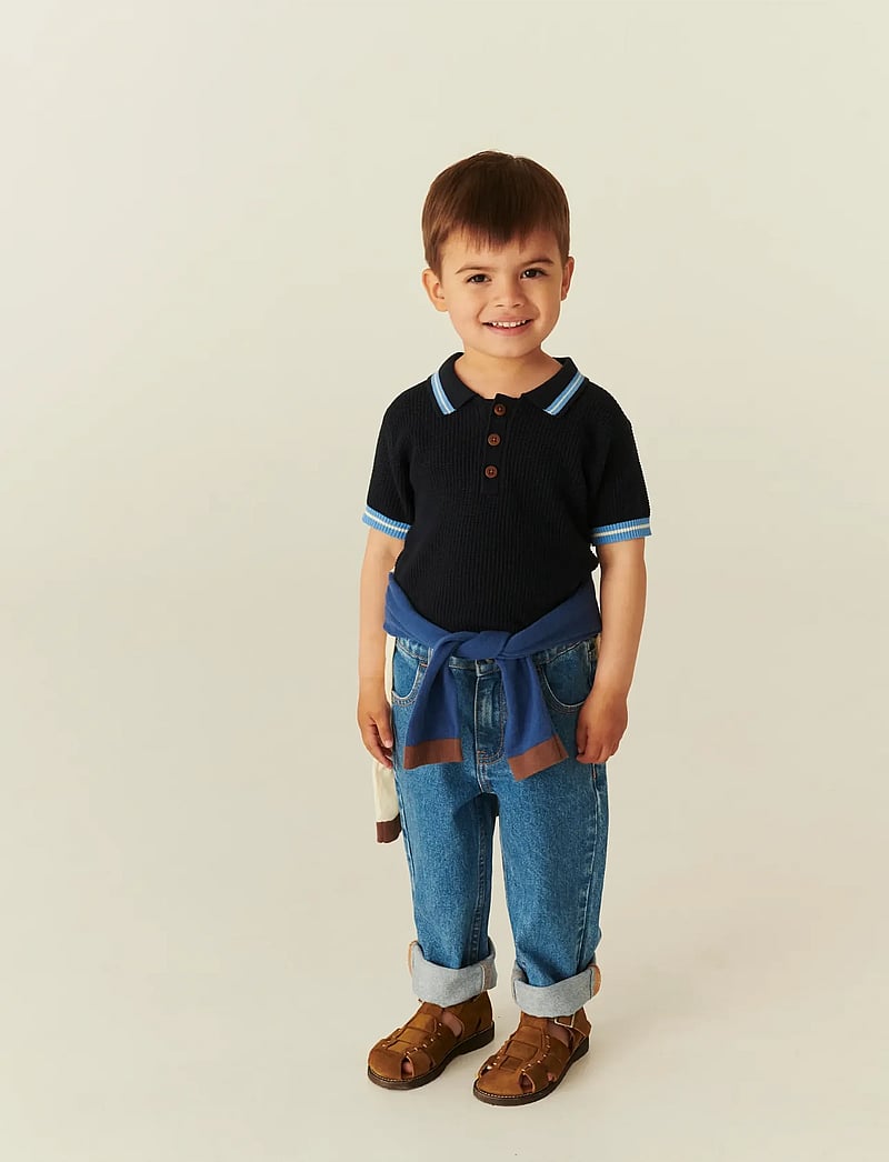 Copenhagen Colors - KNITTED PATTERN POLO - short-sleeved polos - navy, blue, cream comb. - 0