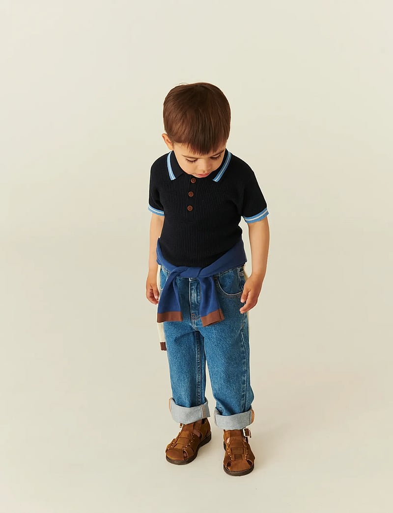 Copenhagen Colors - KNITTED PATTERN POLO - short-sleeved polos - navy, blue, cream comb. - 3