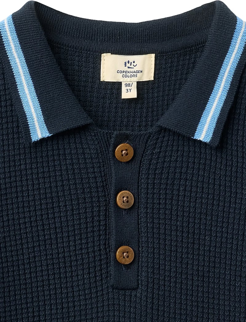 Copenhagen Colors - KNITTED PATTERN POLO - short-sleeved polos - navy, blue, cream comb. - 4