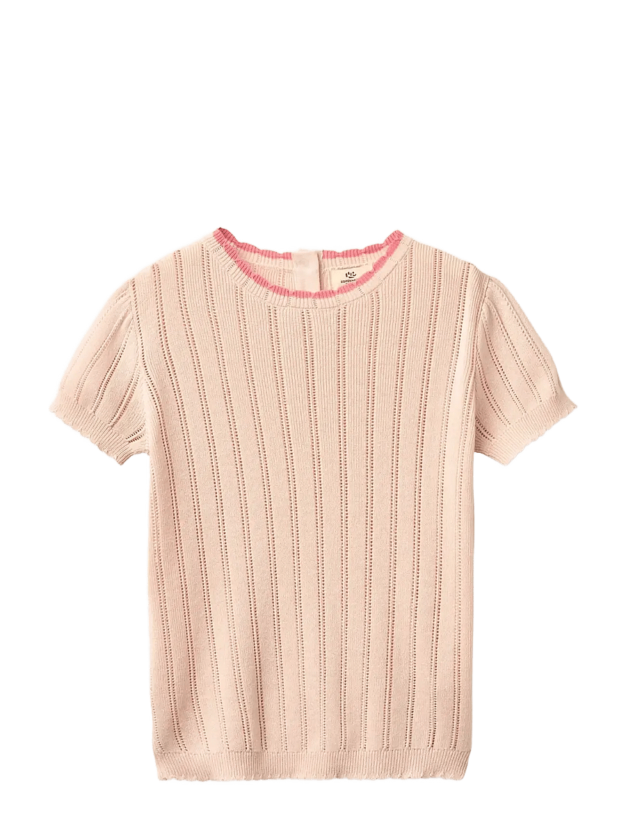 Copenhagen Colors - KNITTED POINTELLE SS BLOUSE - blusen & tuniken - dusty rose - 0
