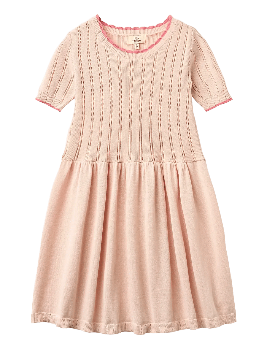 Copenhagen Colors - KNITTED POINTELLE DRESS - robes pour bébés à manches courtes - dusty rose comb - 1