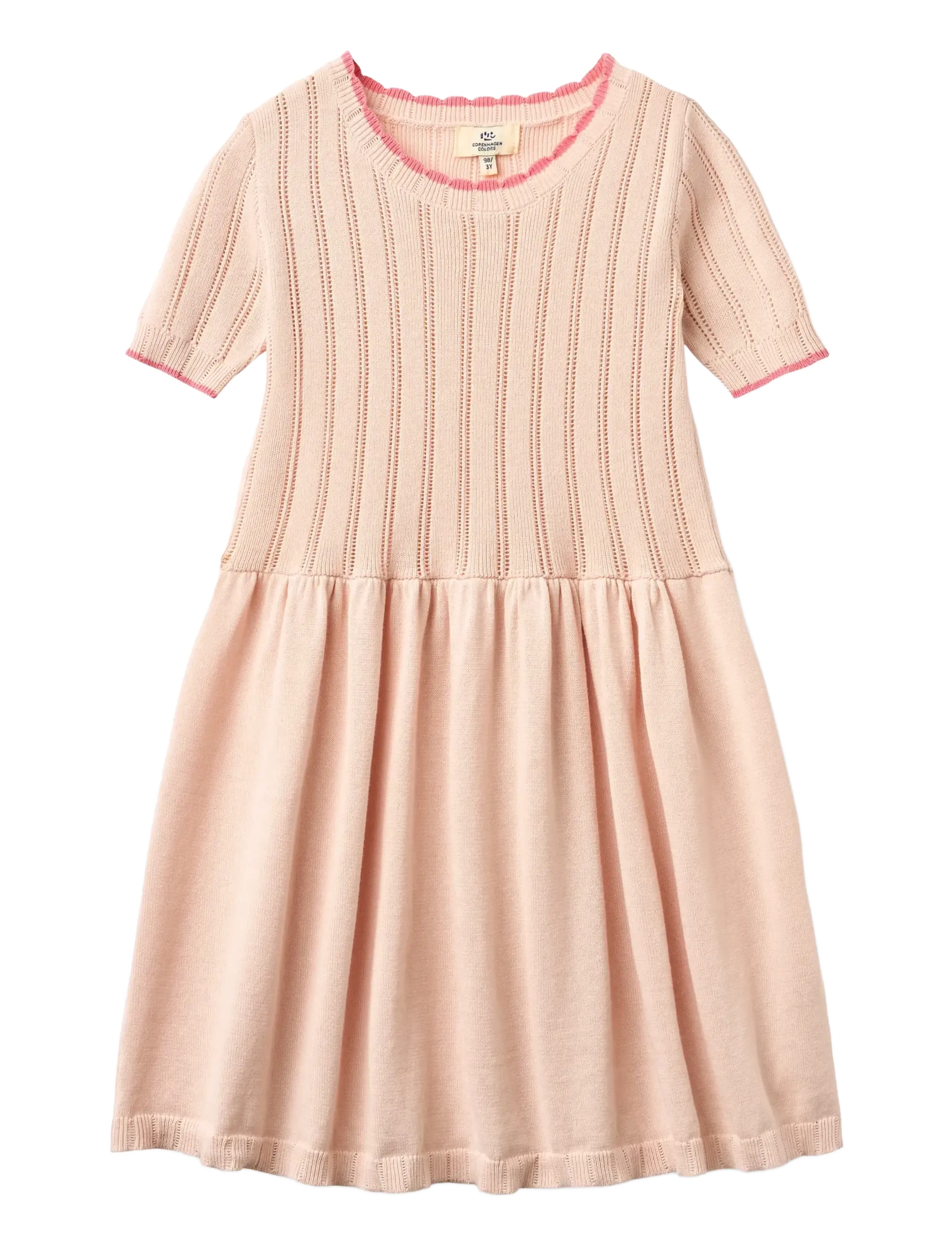 Copenhagen Colors KNITTED POINTELLE DRESS - Kjoler & Nederdele - DUSTY ROSE COMB / pink/rose