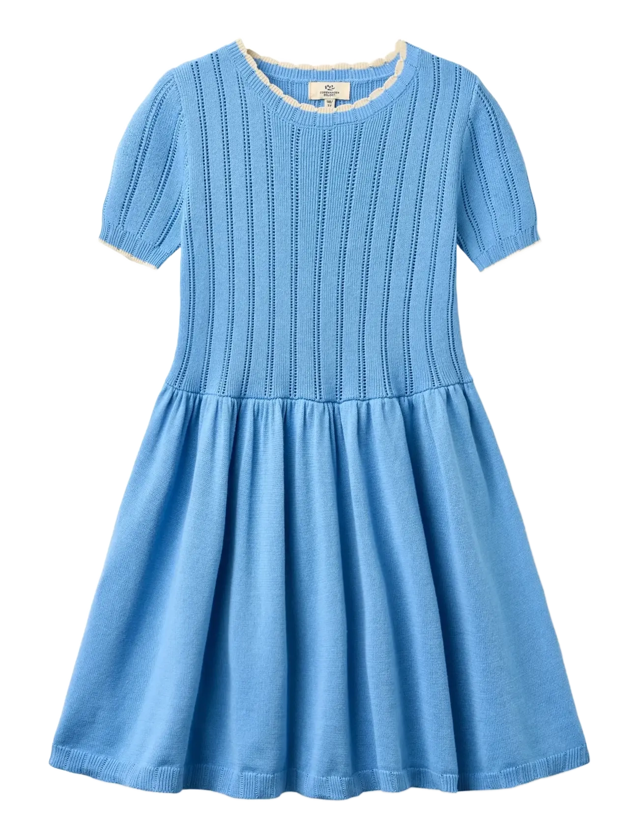 Copenhagen Colors - KNITTED POINTELLE DRESS - baby-kjoler med korte ermer - sky blue comb - 1