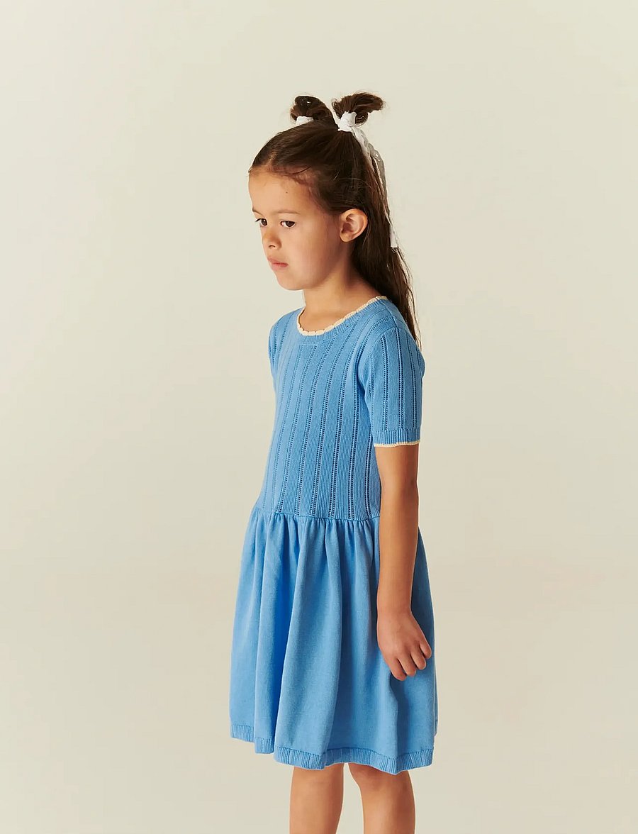 Copenhagen Colors - KNITTED POINTELLE DRESS - baby-kjoler med korte ermer - sky blue comb - 0
