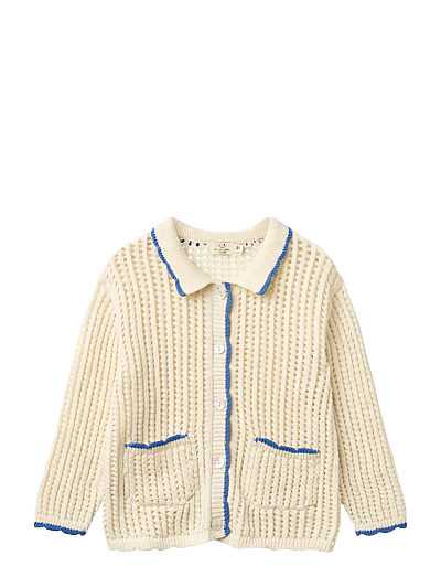 Copenhagen Colors CROCHET LS CARDIGAN - Teens 9 bis 14 Jahren - CREAM W OCEAN BLUE / cream