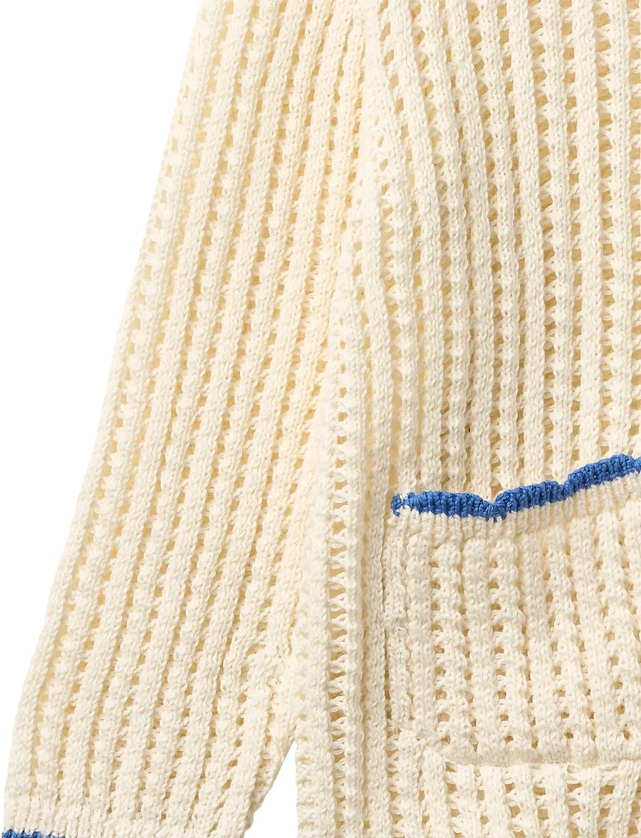 Copenhagen Colors - CROCHET LS CARDIGAN - cardigans - cream w ocean blue - 2