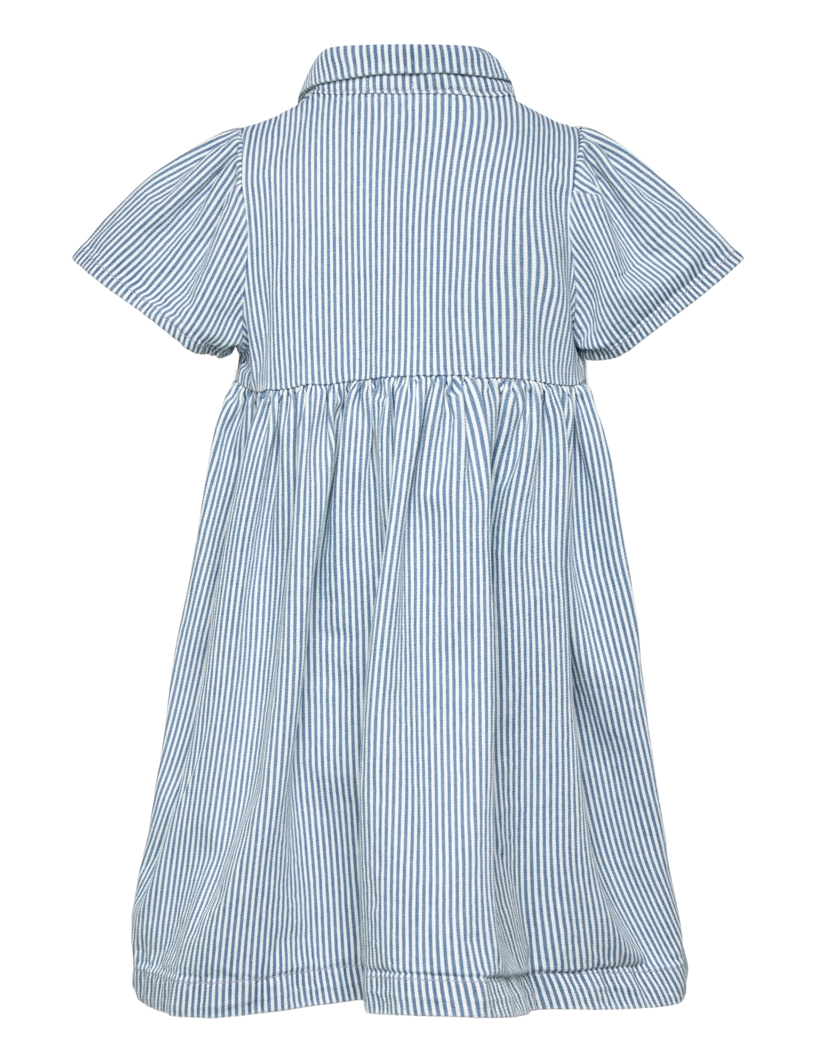Copenhagen Colors - Y/D STRIPE DRESS W. FRILL SLEEVES - robes décontractées à manches courtes - denim blue stripe - 2