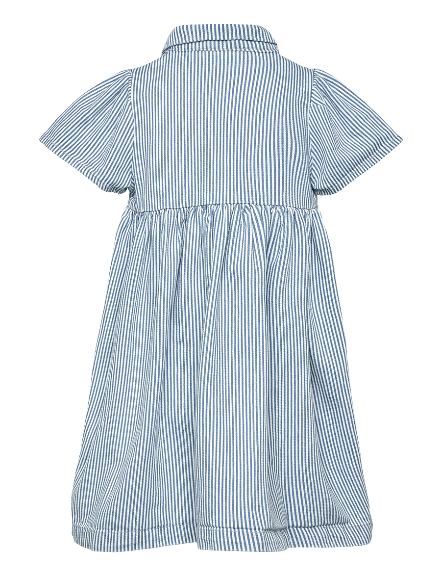 Copenhagen Colors - Y/D STRIPE DRESS W. FRILL SLEEVES - robes décontractées à manches courtes - denim blue stripe - 2