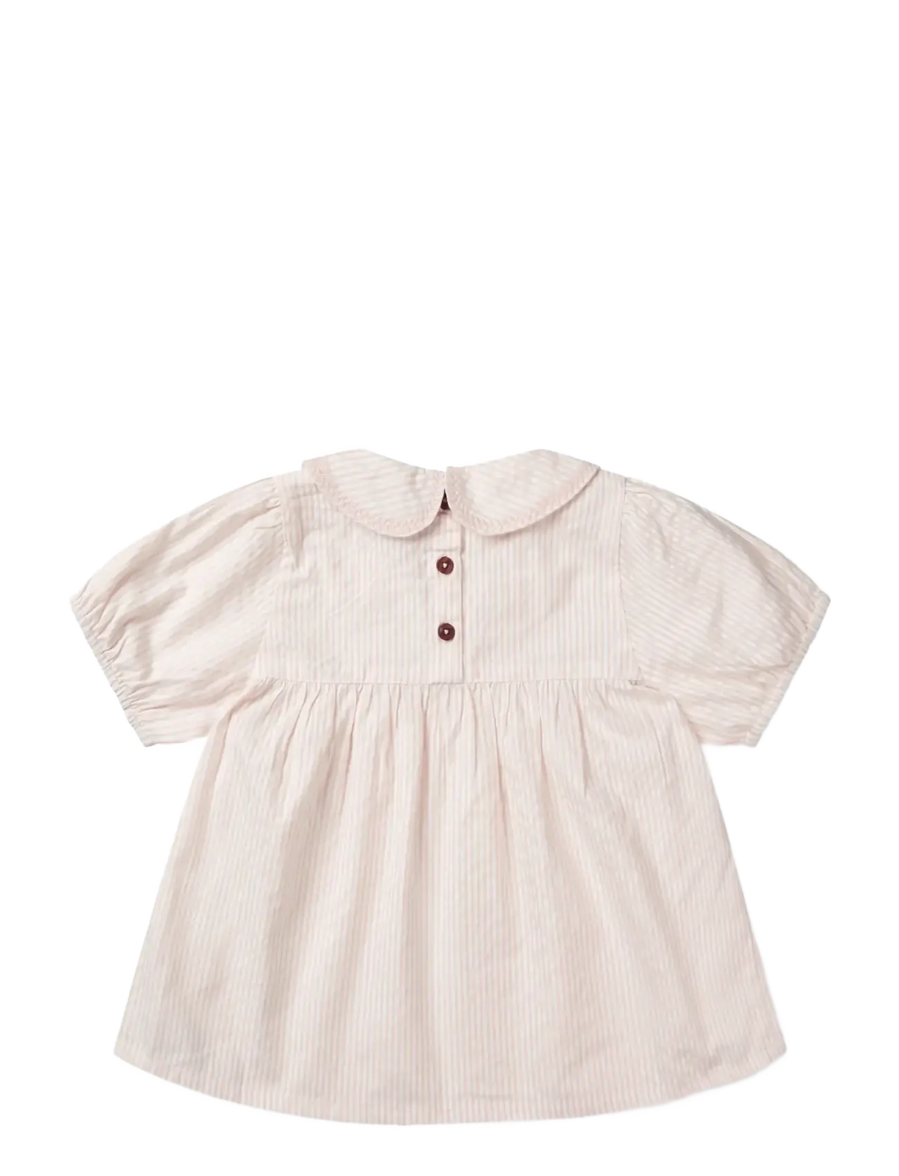 Copenhagen Colors - SEERSUCKER BLOUSE W. COLLAR - bluser & tunikaer - dusty rose w cream stripe - 2