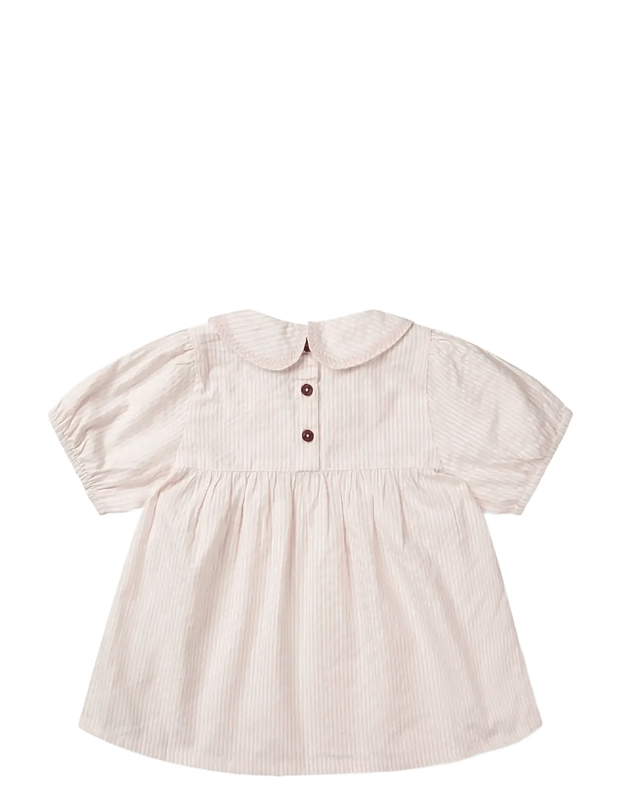 Copenhagen Colors - SEERSUCKER BLOUSE W. COLLAR - bluser & tunikaer - dusty rose w cream stripe - 2