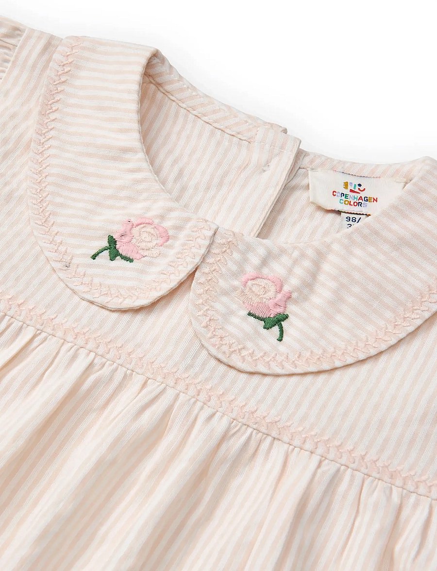 Copenhagen Colors - SEERSUCKER BLOUSE W. COLLAR - bluser & tunikaer - dusty rose w cream stripe - 3