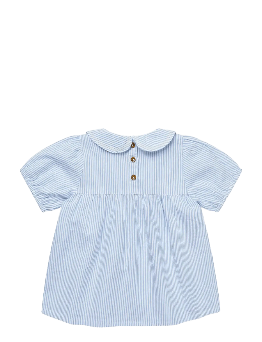 Copenhagen Colors - SEERSUCKER BLOUSE W. COLLAR - pluusid ja tuunikad - sky blue w cream stripe - 2