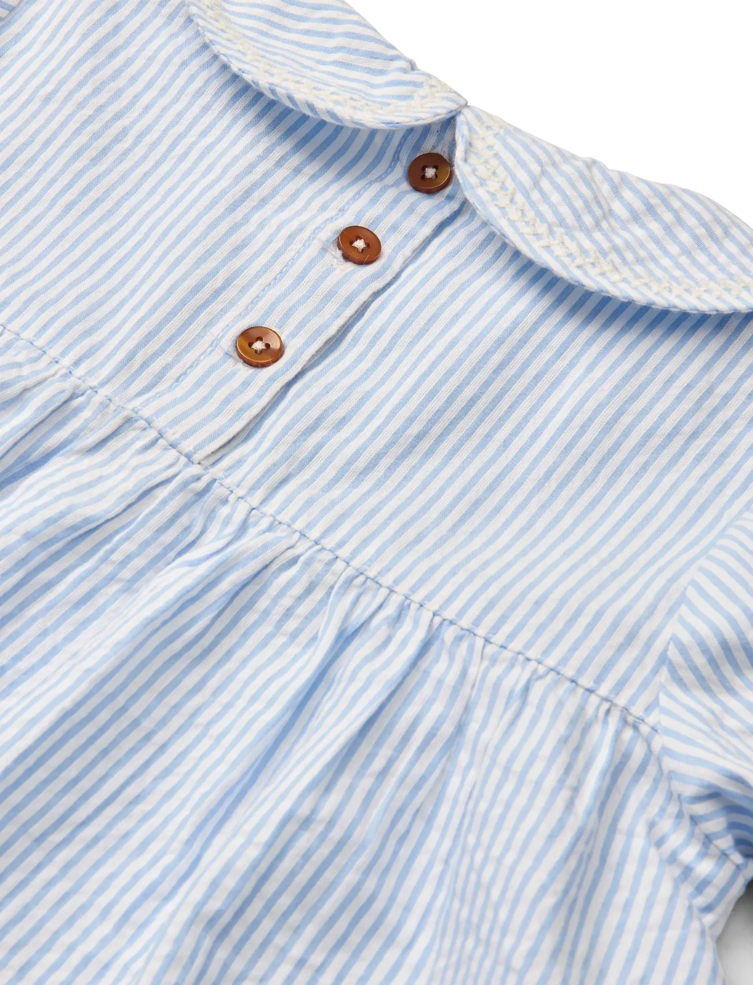 Copenhagen Colors - SEERSUCKER BLOUSE W. COLLAR - blusen & tuniken - sky blue w cream stripe - 4