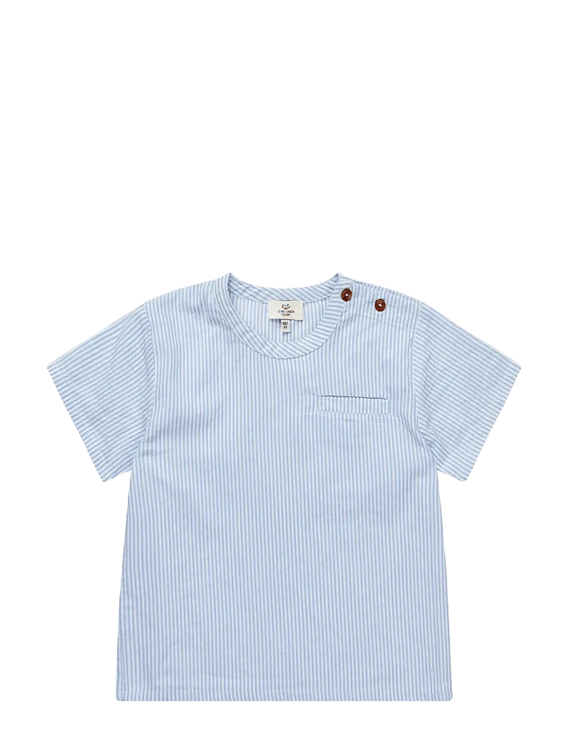 Copenhagen Colors - SEERSUCKER SS BLOUSE - bluser & tunikaer - sky blue w cream stripe - 1