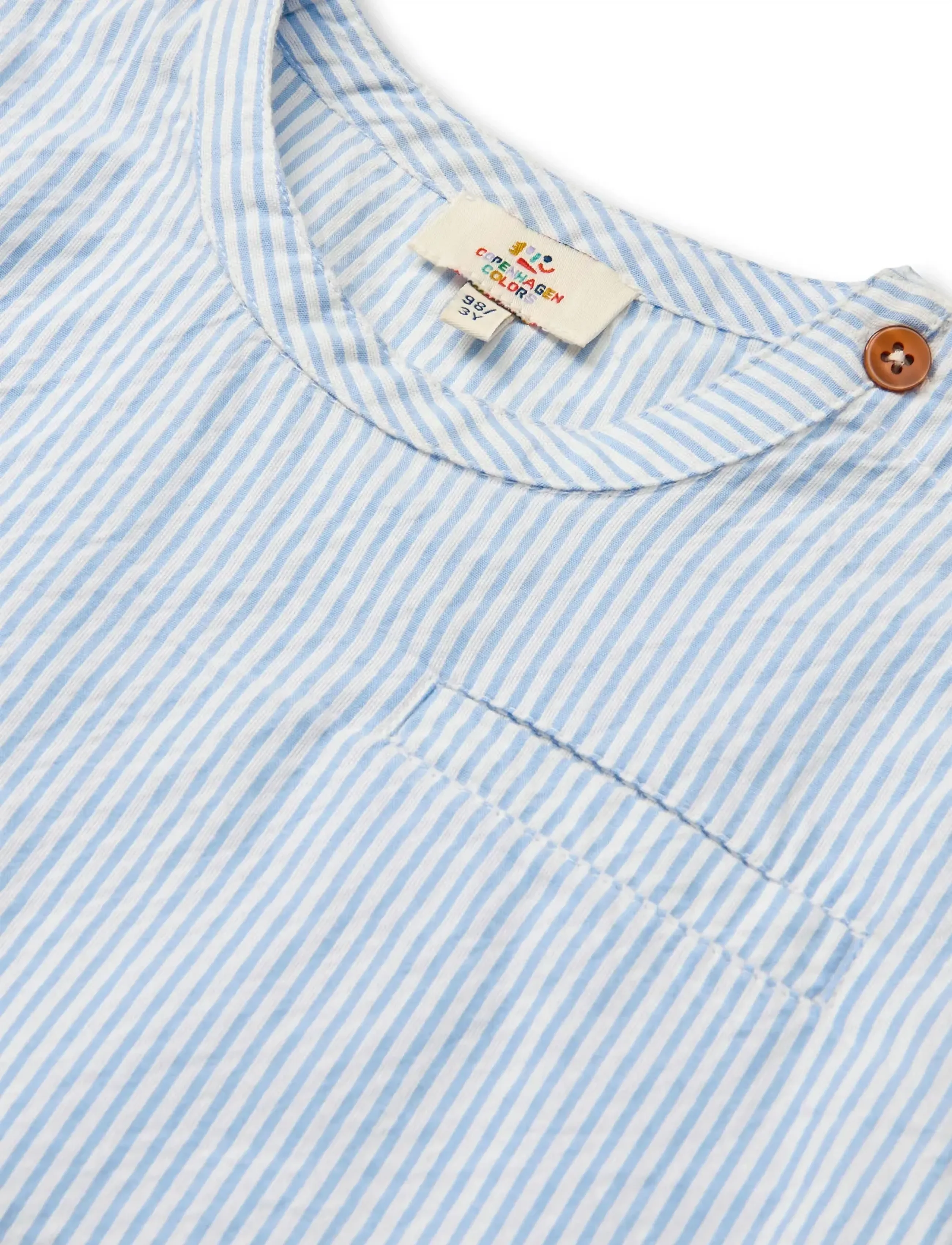 Copenhagen Colors - SEERSUCKER SS BLOUSE - bluser & tunikaer - sky blue w cream stripe - 3