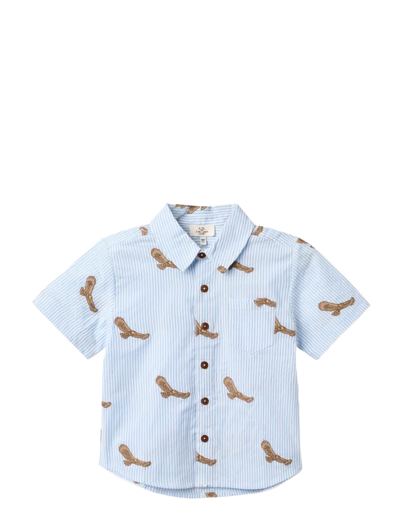 Copenhagen Colors SEERSUCKER SHIRT W. EMB - 4 for 3 - SKY BLUE W CREAM STRIPE / multi