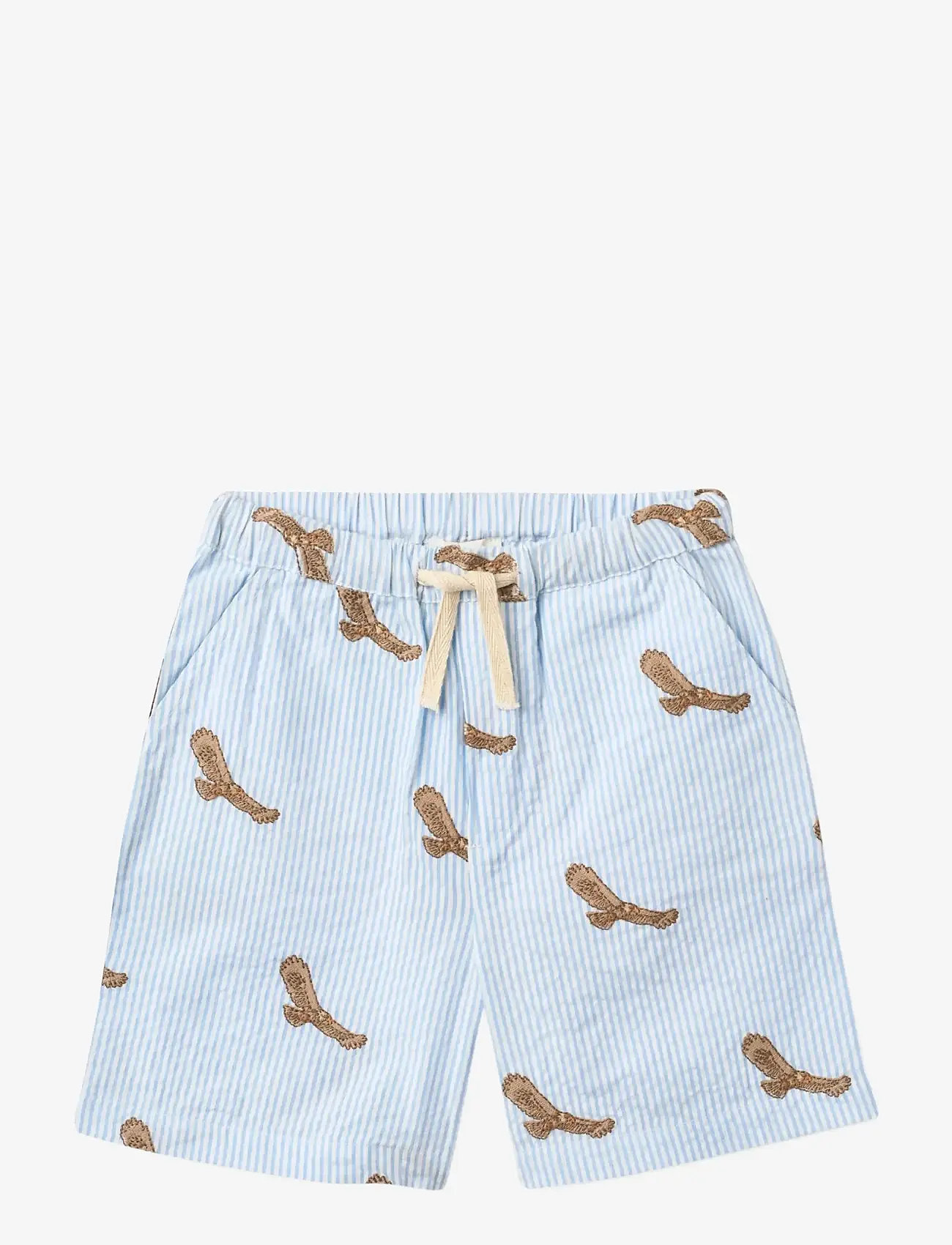 Copenhagen Colors - SEERSUCKER SHORTS W. EMB - casual shorts - sky blue w cream stripe - 0