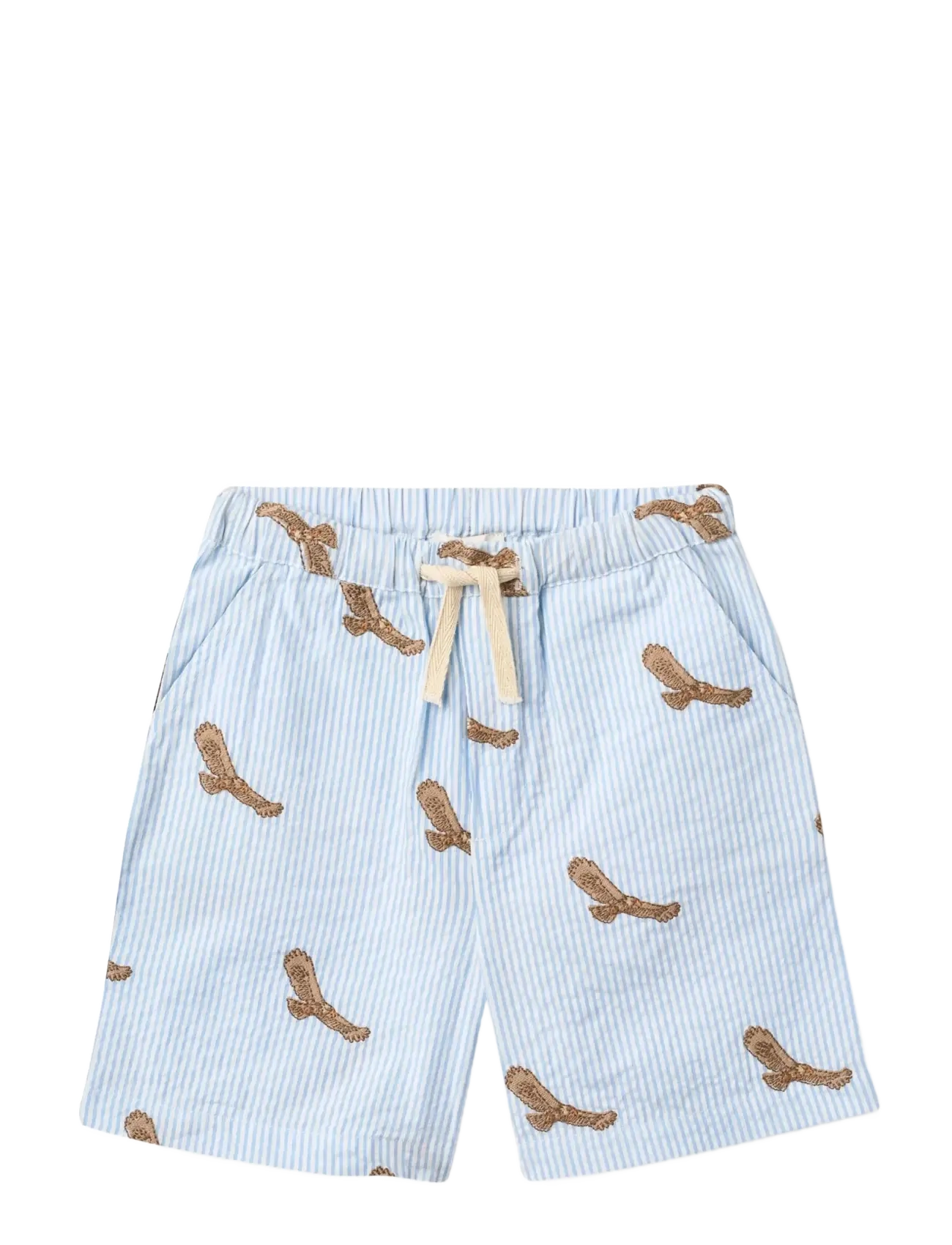Copenhagen Colors SEERSUCKER SHORTS W. EMB - Shorts - SKY BLUE W CREAM STRIPE / multi