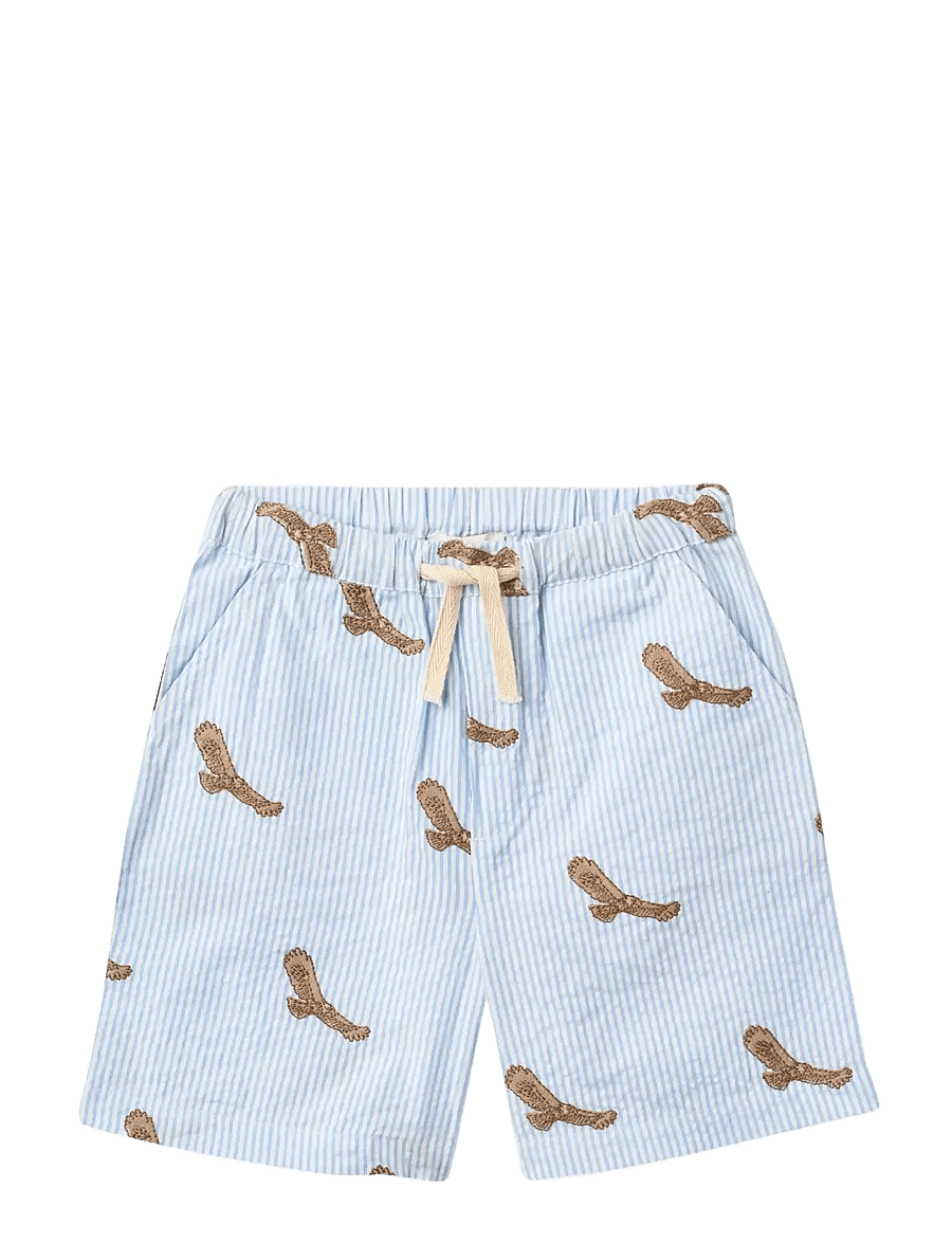 Copenhagen Colors - SEERSUCKER SHORTS W. EMB - ikdienas šorti - sky blue w cream stripe - 0