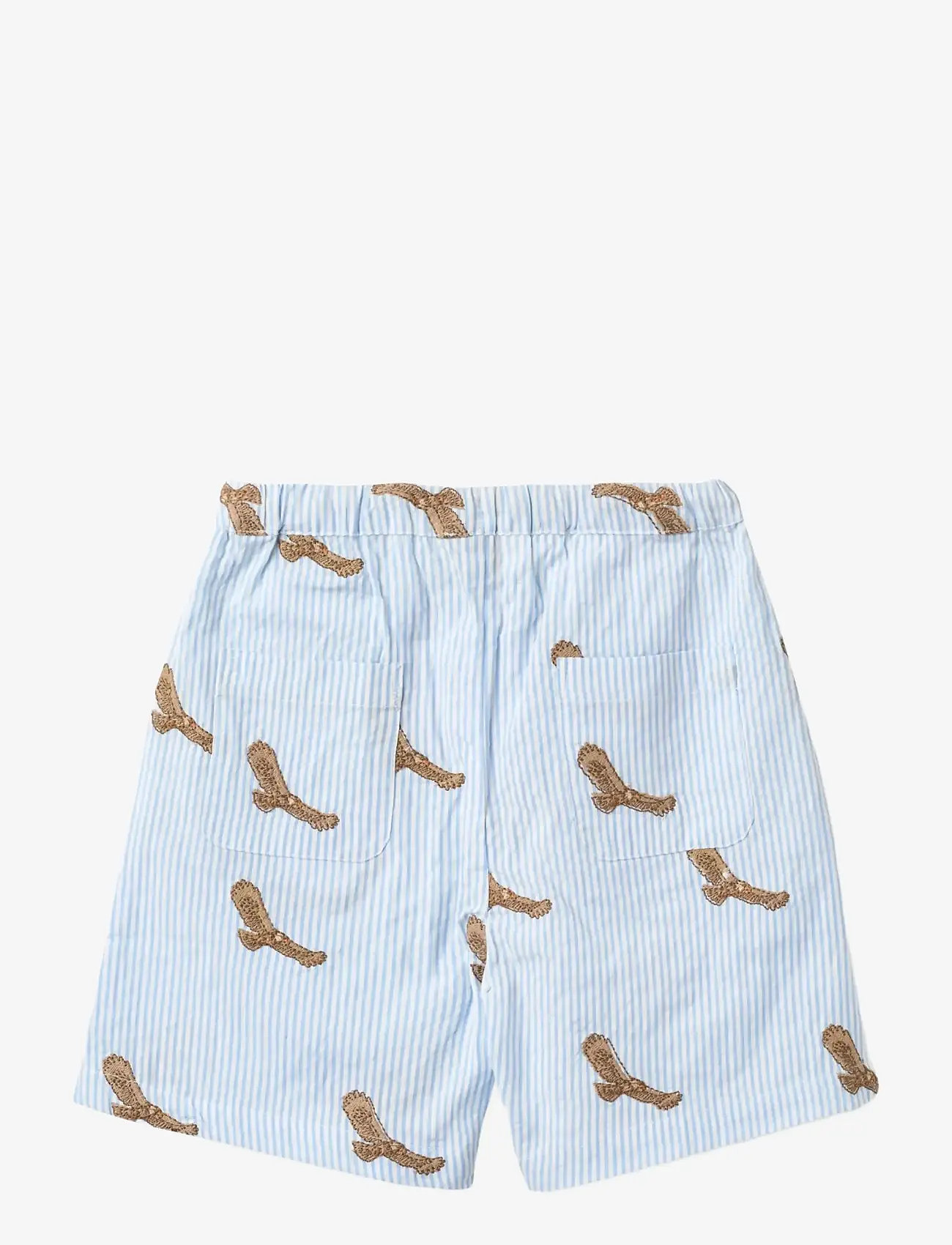 Copenhagen Colors - SEERSUCKER SHORTS W. EMB - casual shorts - sky blue w cream stripe - 1