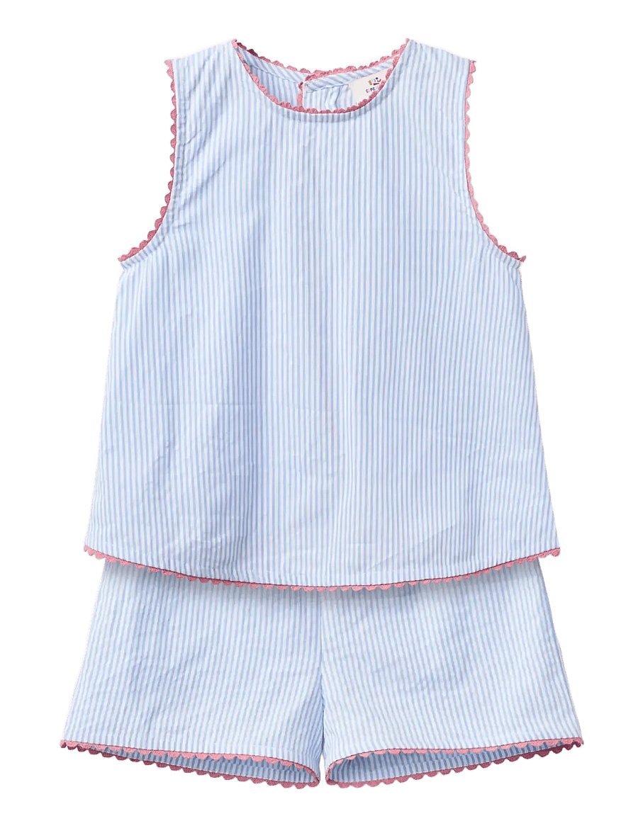 Copenhagen Colors - SEERSUCKER DECO SET - sets met t-shirt met korte mouw - sky blue w cream stripe - 1