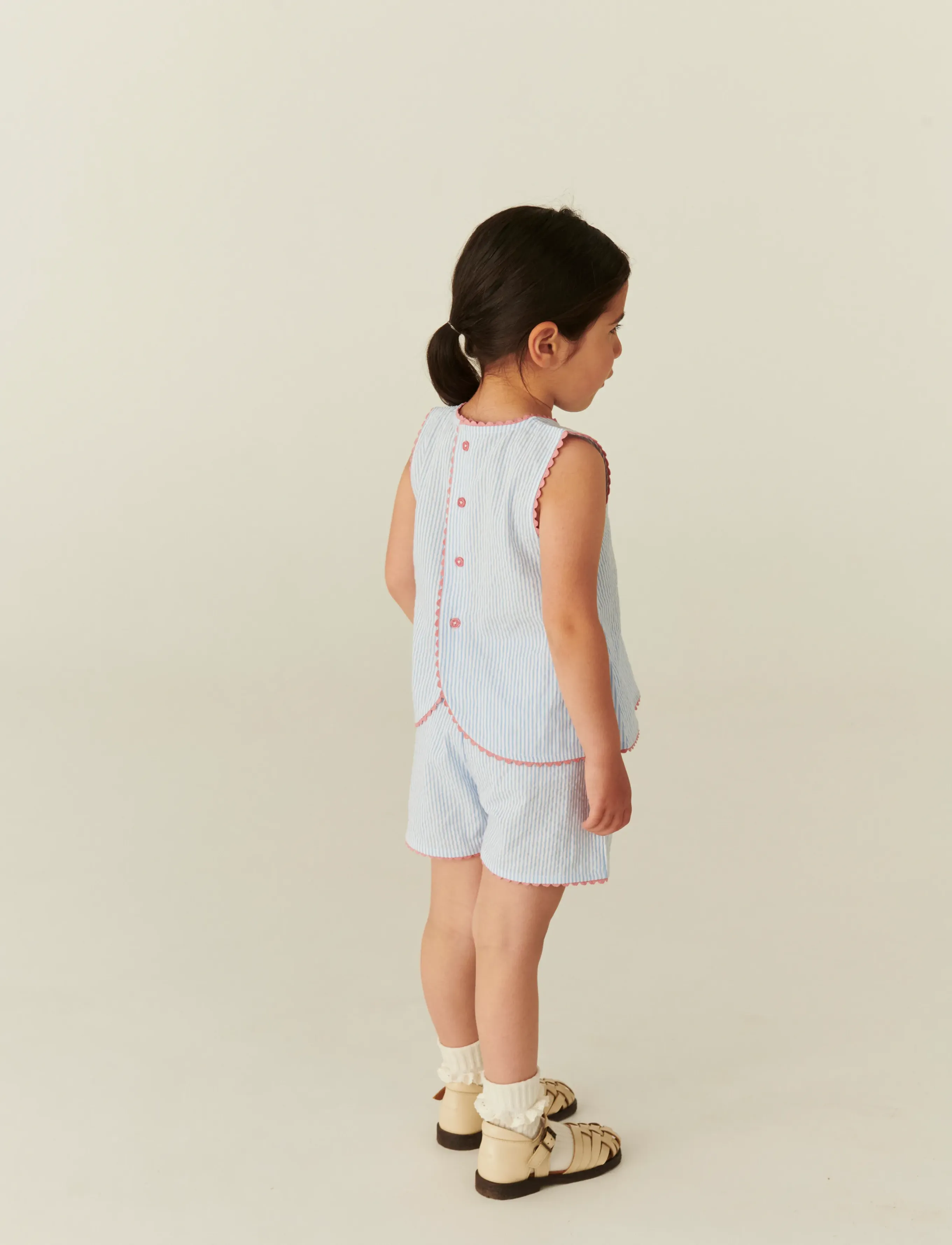 Copenhagen Colors - SEERSUCKER DECO SET - sets met t-shirt met korte mouw - sky blue w cream stripe - 5